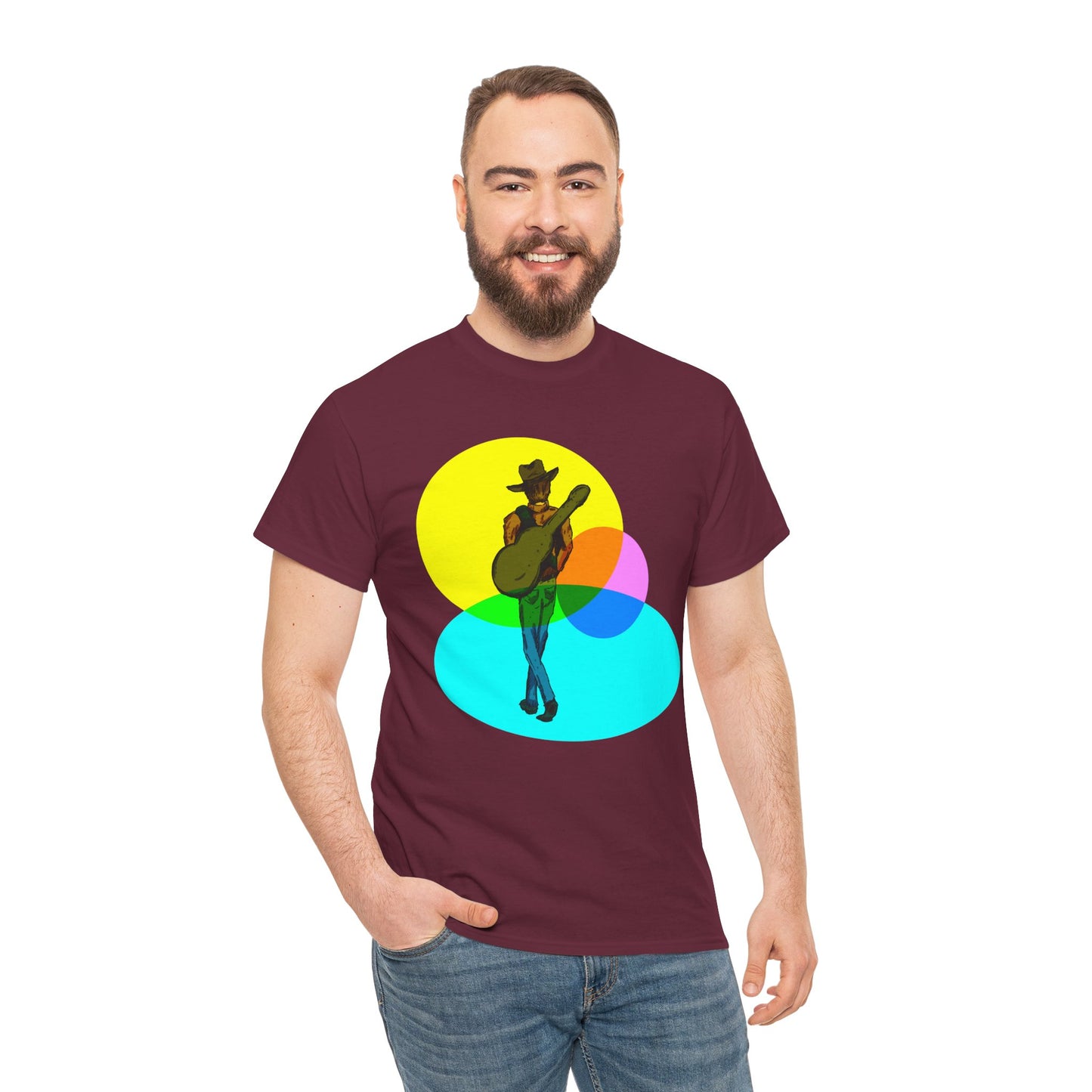 Cowboy Guitar Tee — Colorful Music T‑Shirt