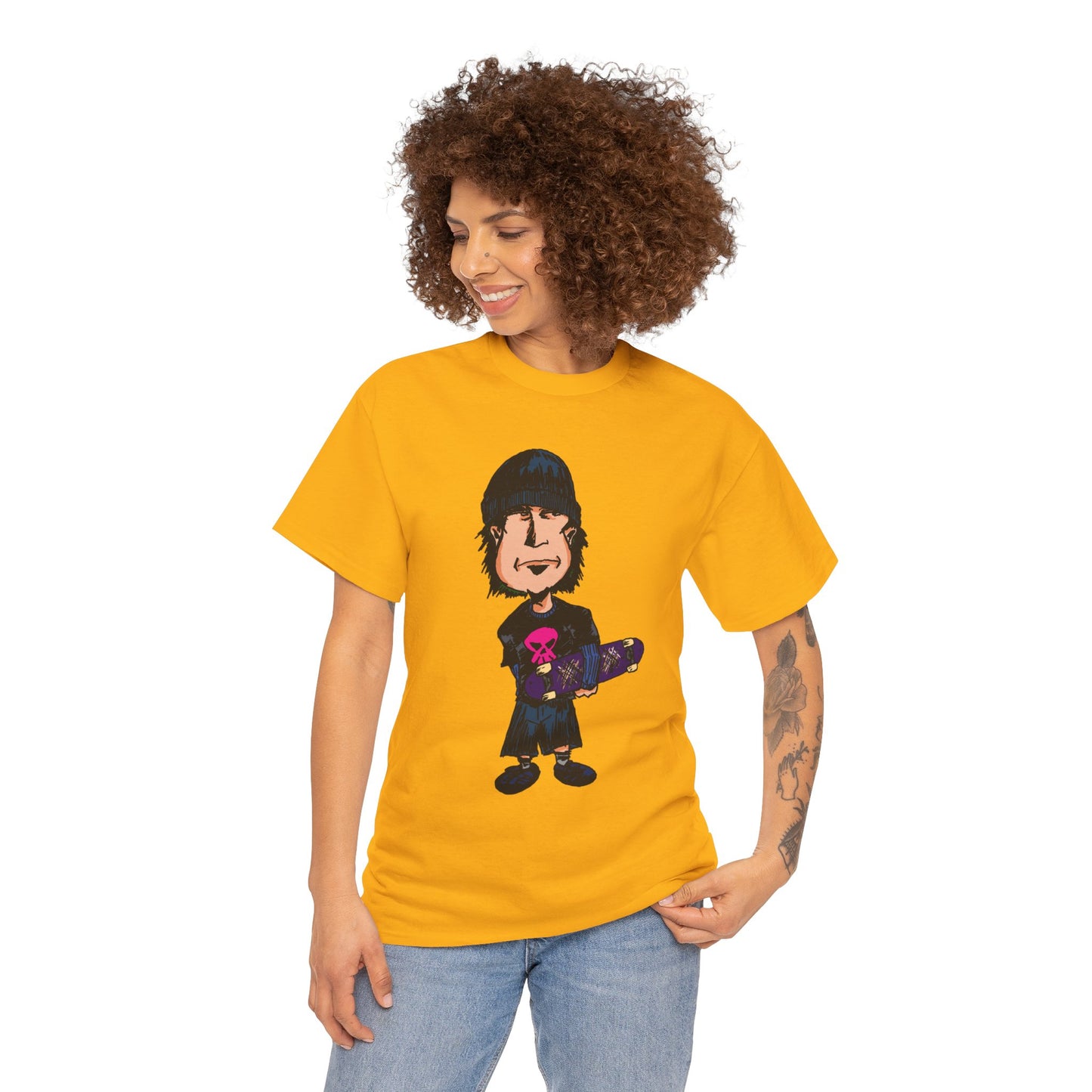 Rude Skater Dude - Skate Punk - Skater Kid Cartoon T‑Shirt — Cute Skateboarder Graphic Tee
