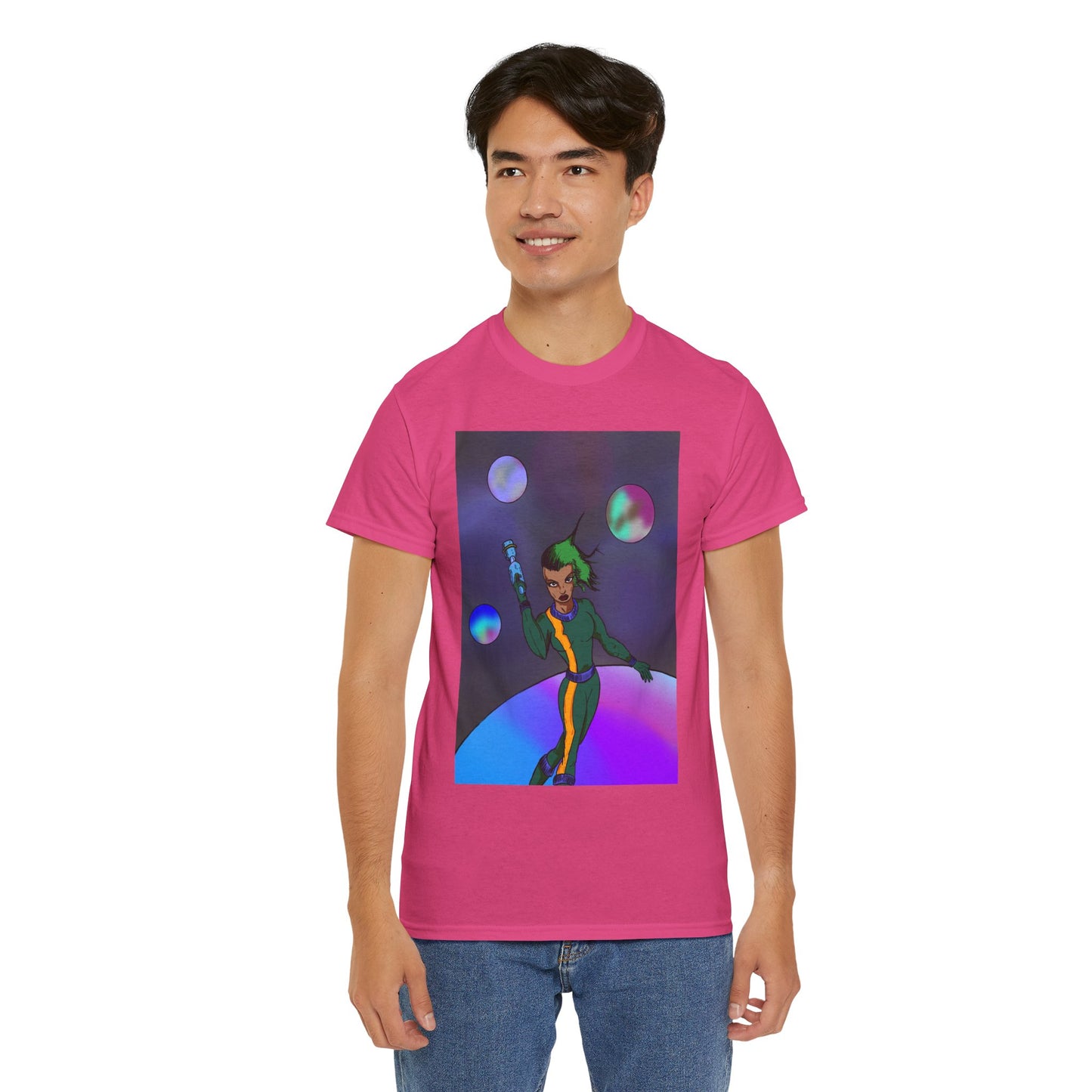 Cosmic Hero Vibe Tee - Unisex Heavy Cotton Tee, Space Art Shirt, Retro Sci-Fi T-Shirt, Gift for Space Lovers, Unique Graphic Tee
