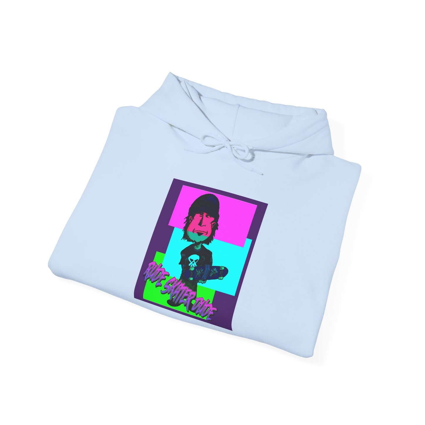 Retro Neon Rude Skater Dude Hoodie — Streetwear