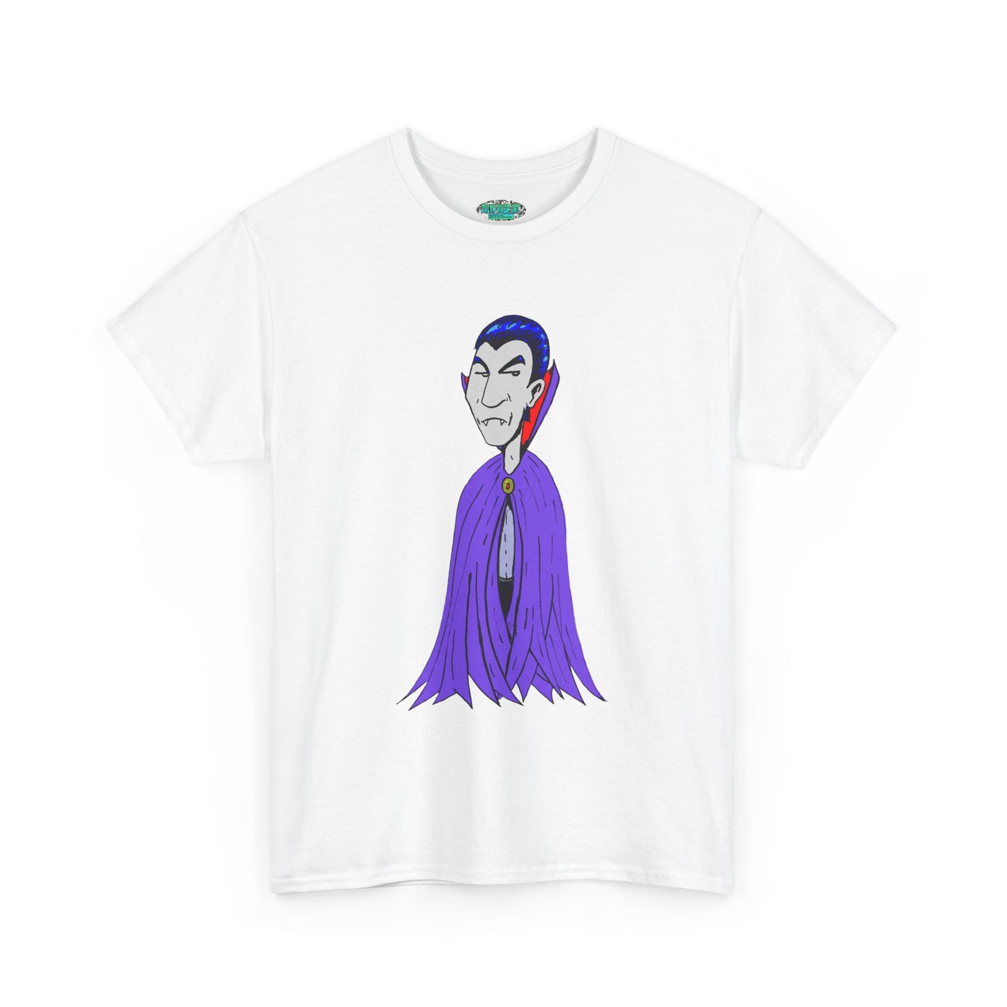 Vampire Cartoon Tee - Cute Purple Cloak Dracula Graphic T-Shirt