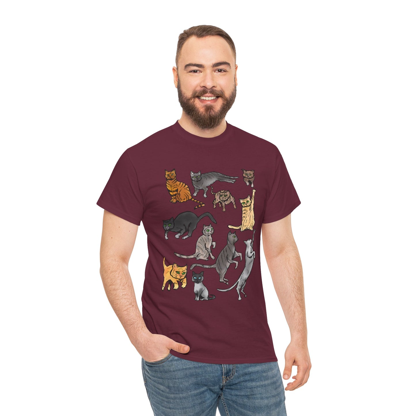 Cats Collage T-Shirt — Cute Cat Illustration Tee for Cat Lovers