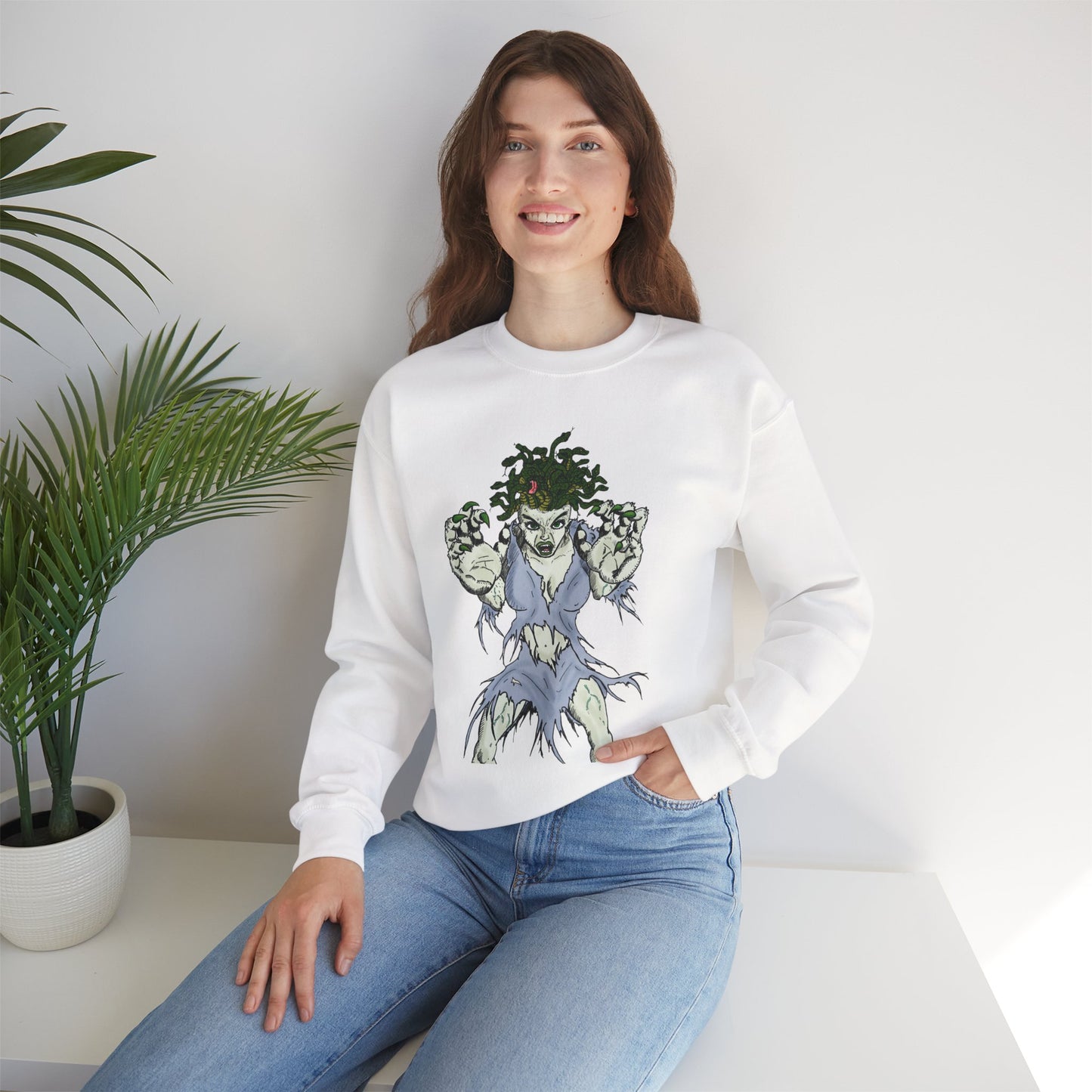 Medusa Inspired Unisex Heavy Blend Crewneck Sweatshirt