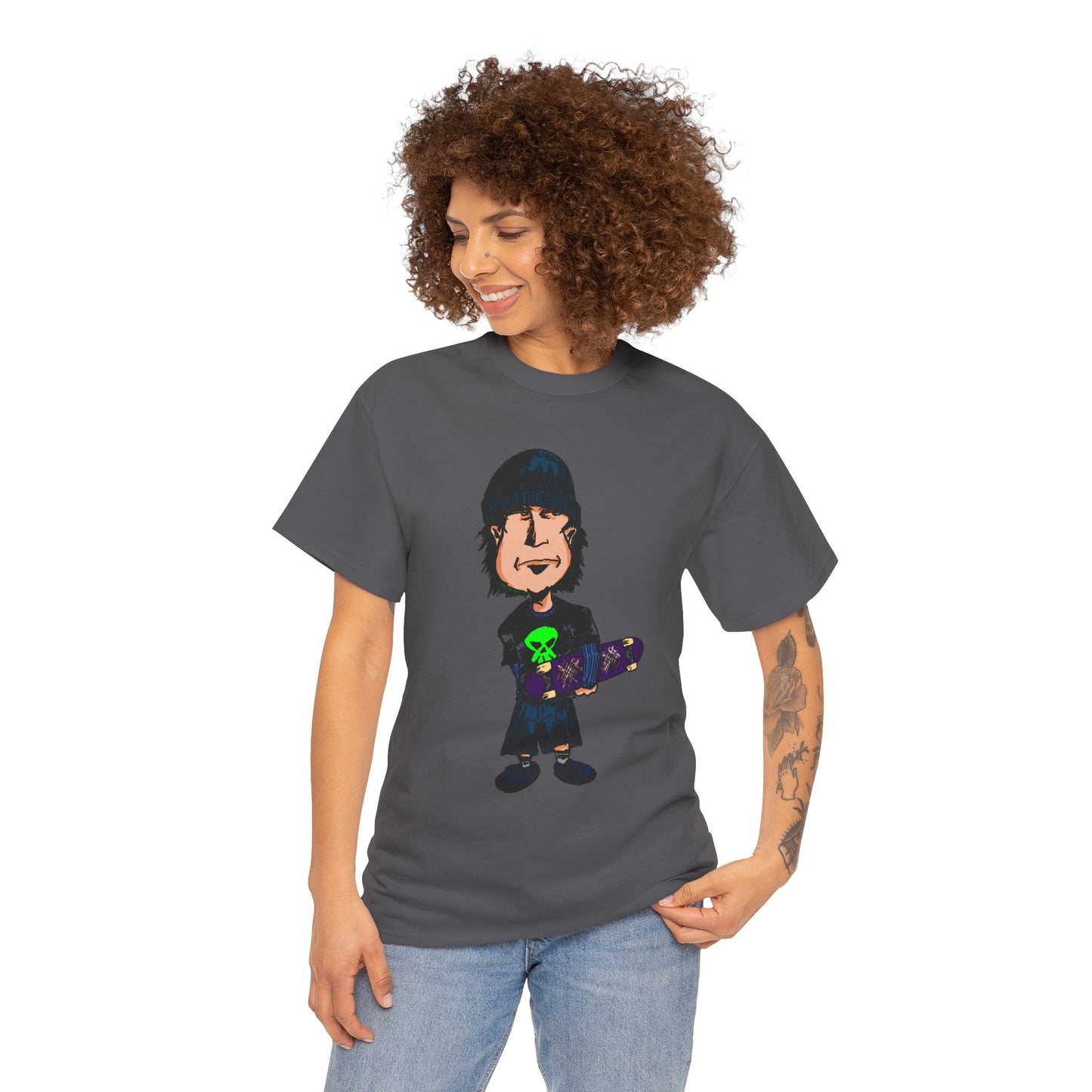 Rude Skater Dude - Skate Punk Cartoon Tee – Boy with Skateboard Graphic Shirt