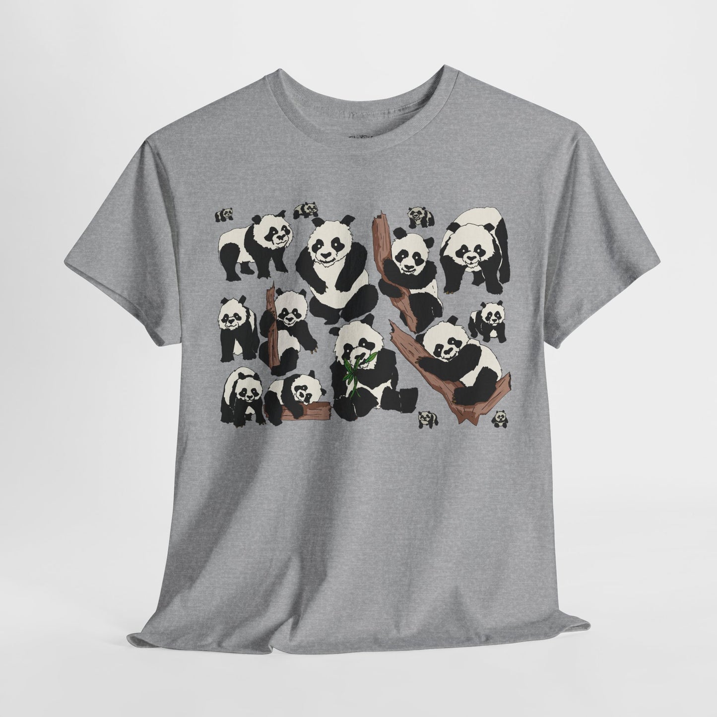 Cute Panda Design Unisex Heavy Cotton Tee | Animal Lover Gift, Casual Wear, Eco-Friendly Apparel, Nature Enthusiast Clothing