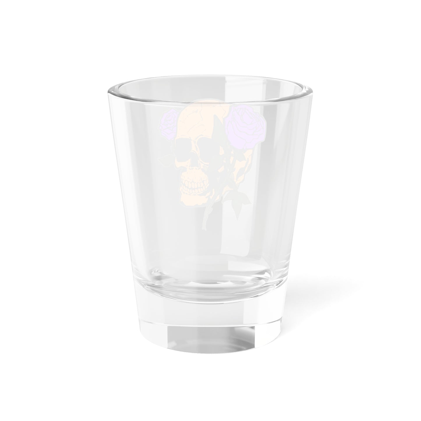 Decorative Skull Shot Glass with Purple Roses