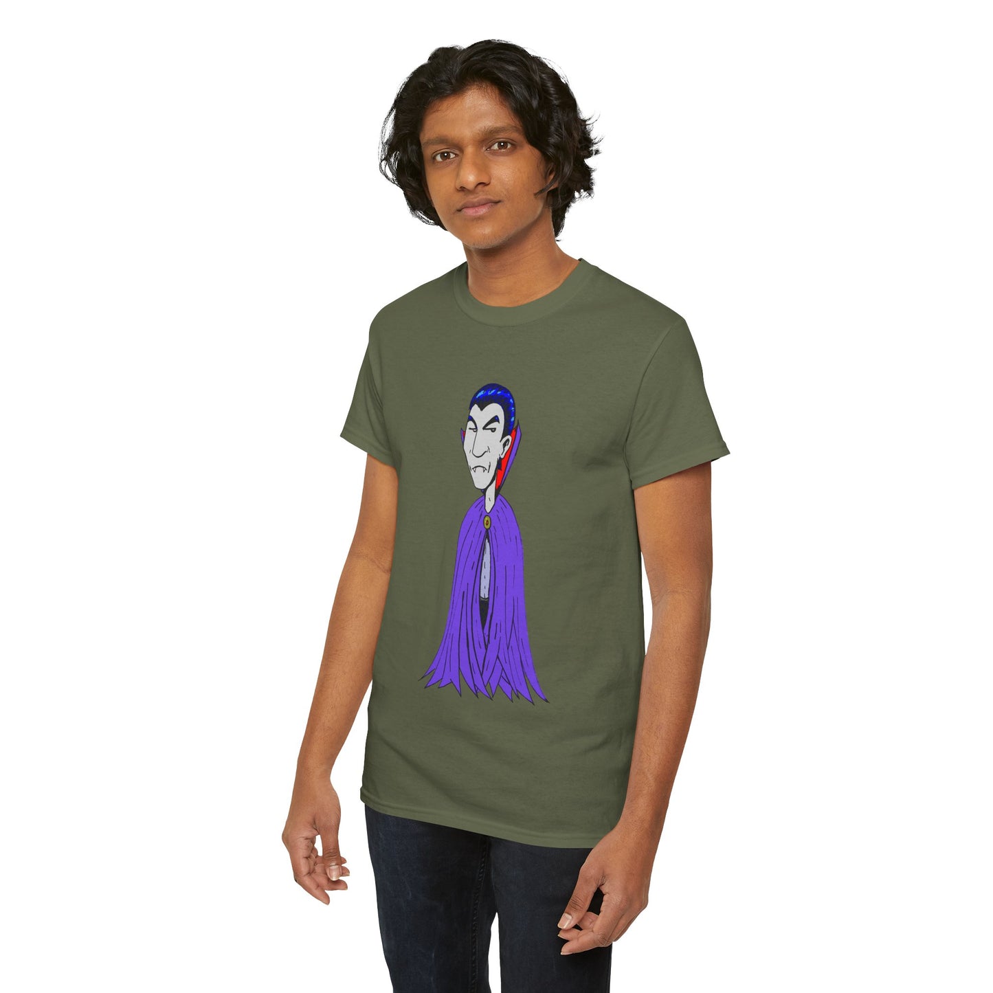 Vampire Cartoon Tee - Cute Purple Cloak Dracula Graphic T-Shirt