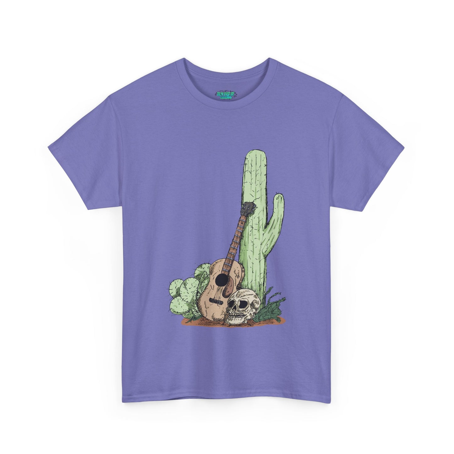 Desert Vibe Graphic Tee - Unisex Heavy Cotton Shirt, Boho Cactus Shirt, Guitar Lover's Gift, Summer Top, Music T-Shirt