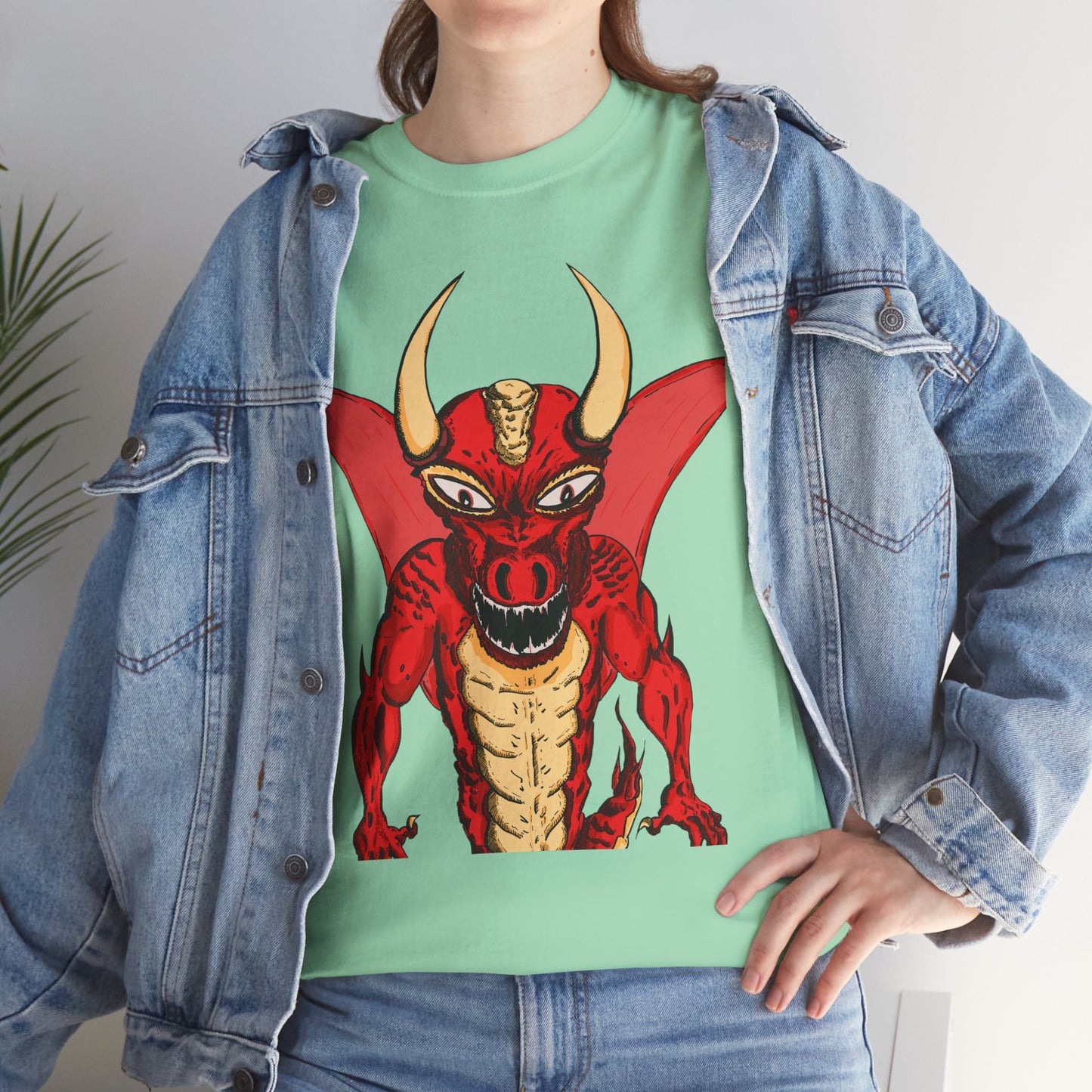Bold Red Dragon Unisex Heavy Cotton Tee | Graphic Shirt for Anime Fans, Party Wear, Casual Outfit, Gift for Him/Her