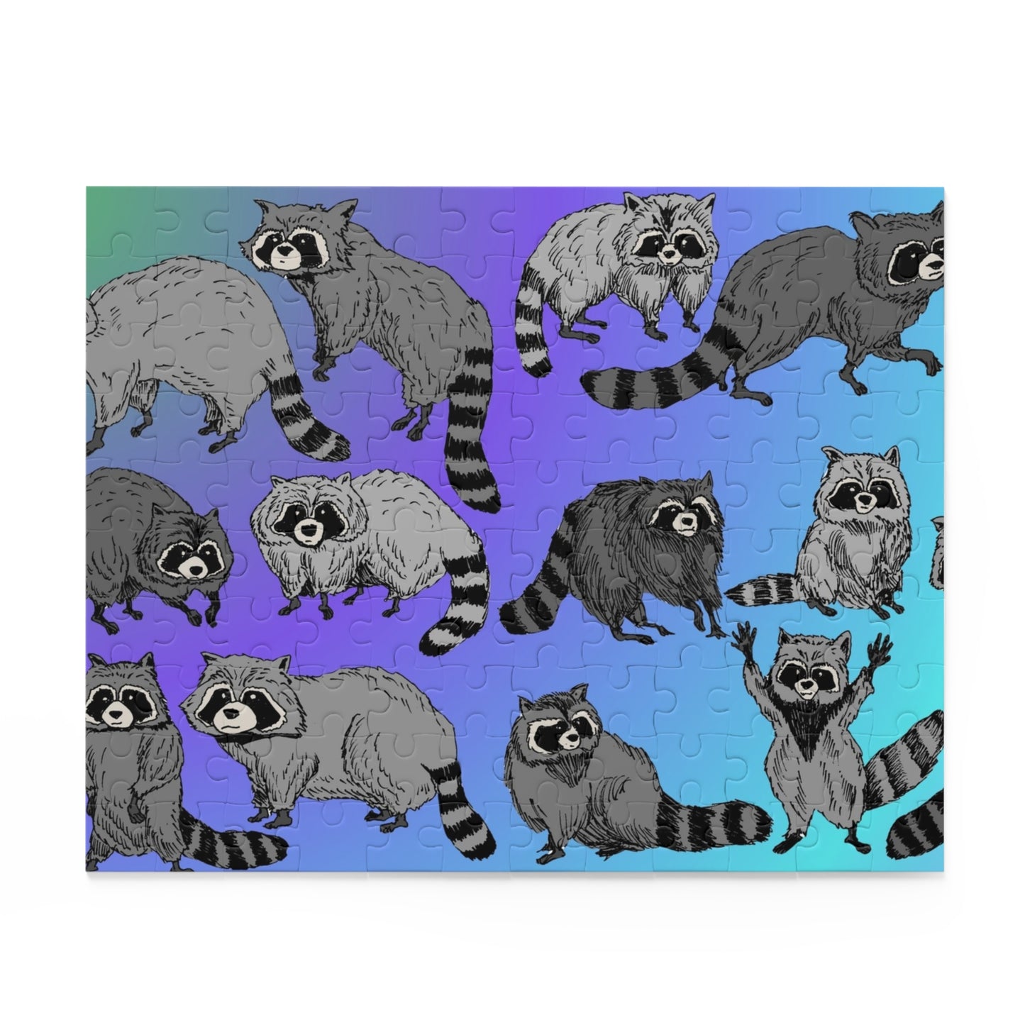 Raccoon Pattern Puzzle — Cute Raccoon Jigsaw (120/252/500 Piece)