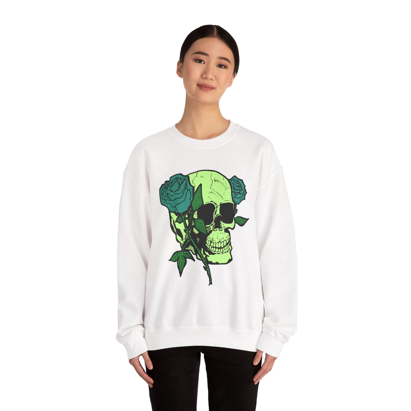 Skull and Roses Crewneck Sweatshirt for Unisex