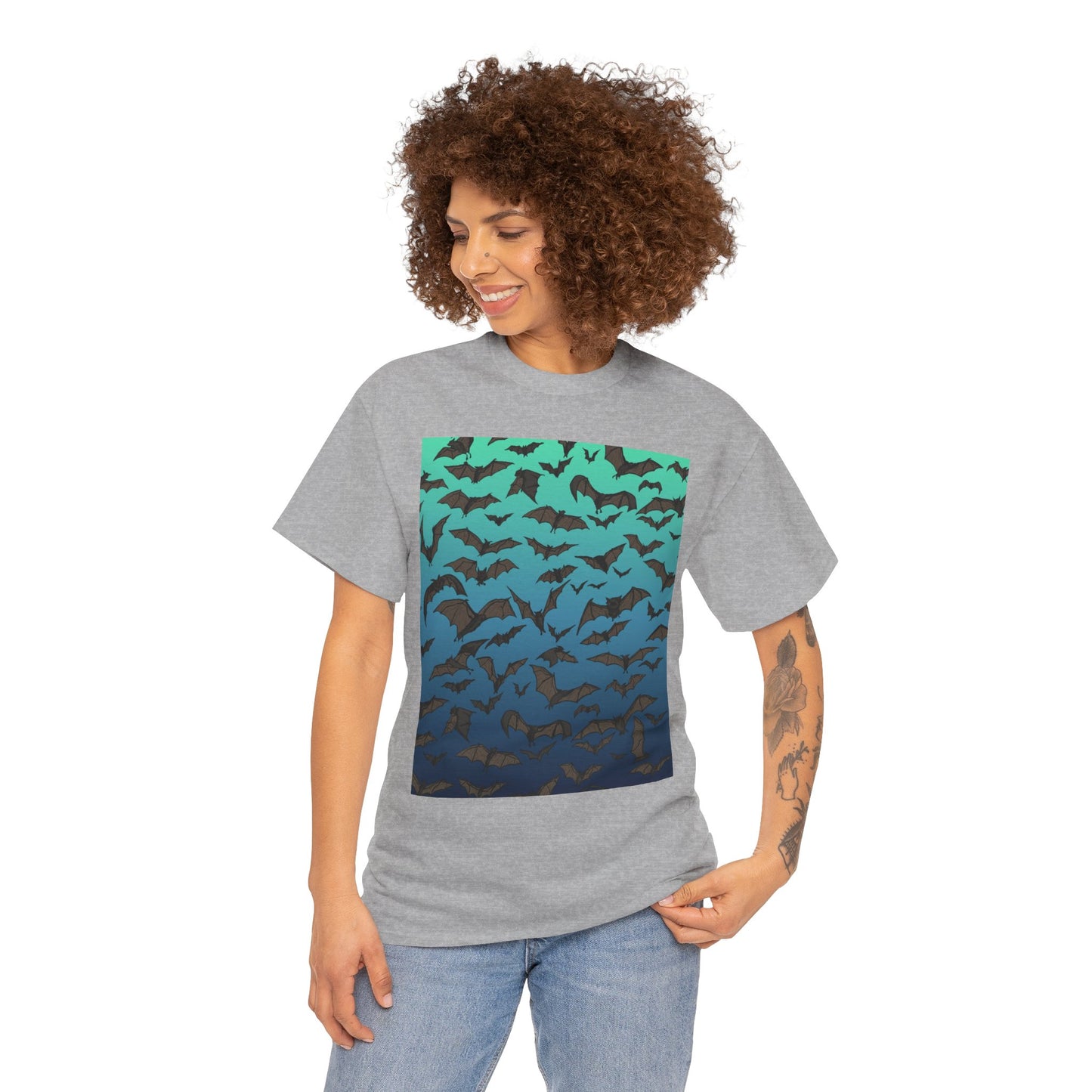 Bat Swarm Graphic Tee — Gradient Night Flight T-Shirt
