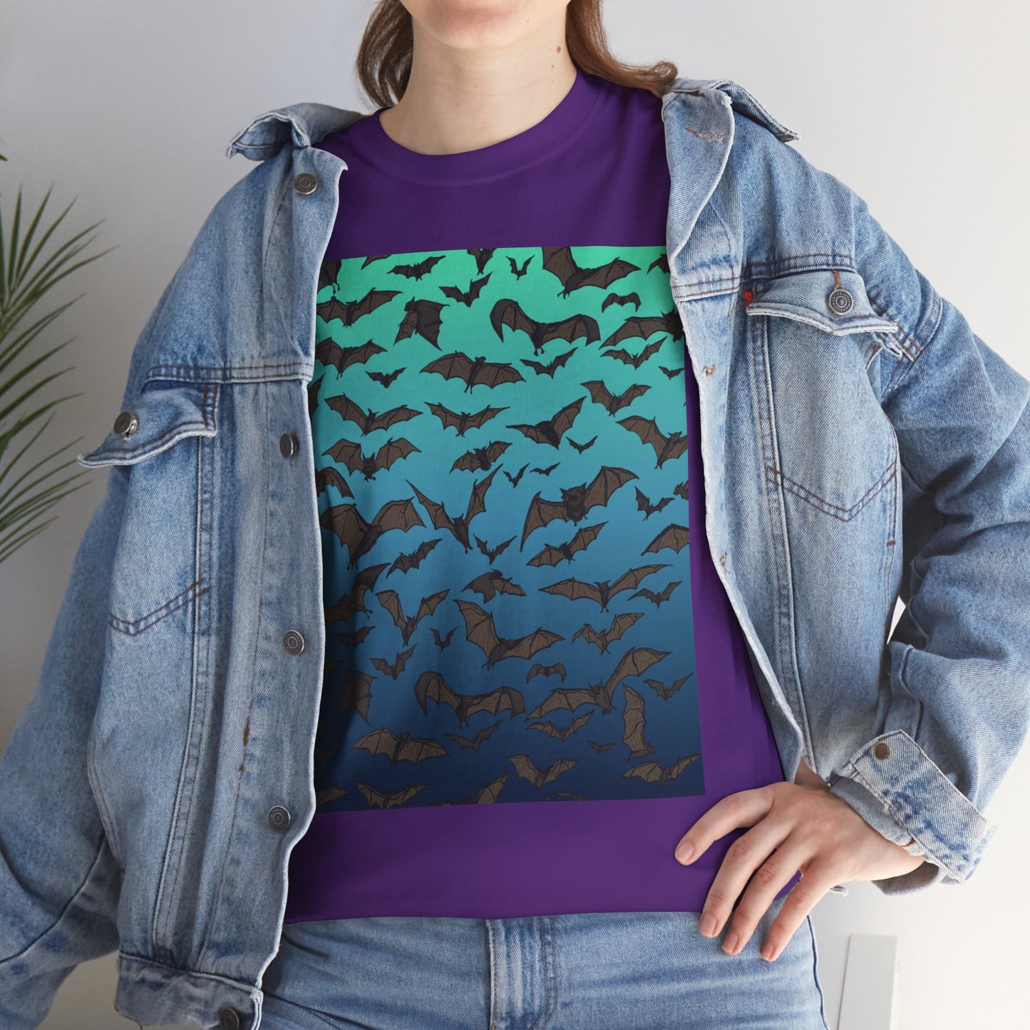 Bat Swarm Graphic Tee — Gradient Night Flight T-Shirt