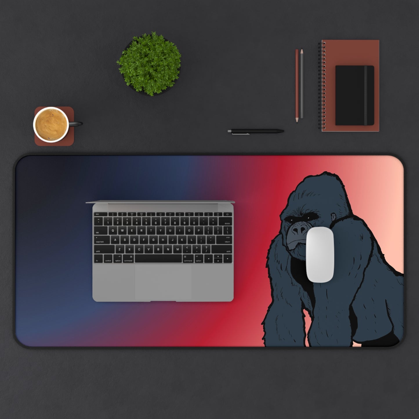 Gorilla Gradient Desk Mat — Red & Blue Gaming Mouse Pad