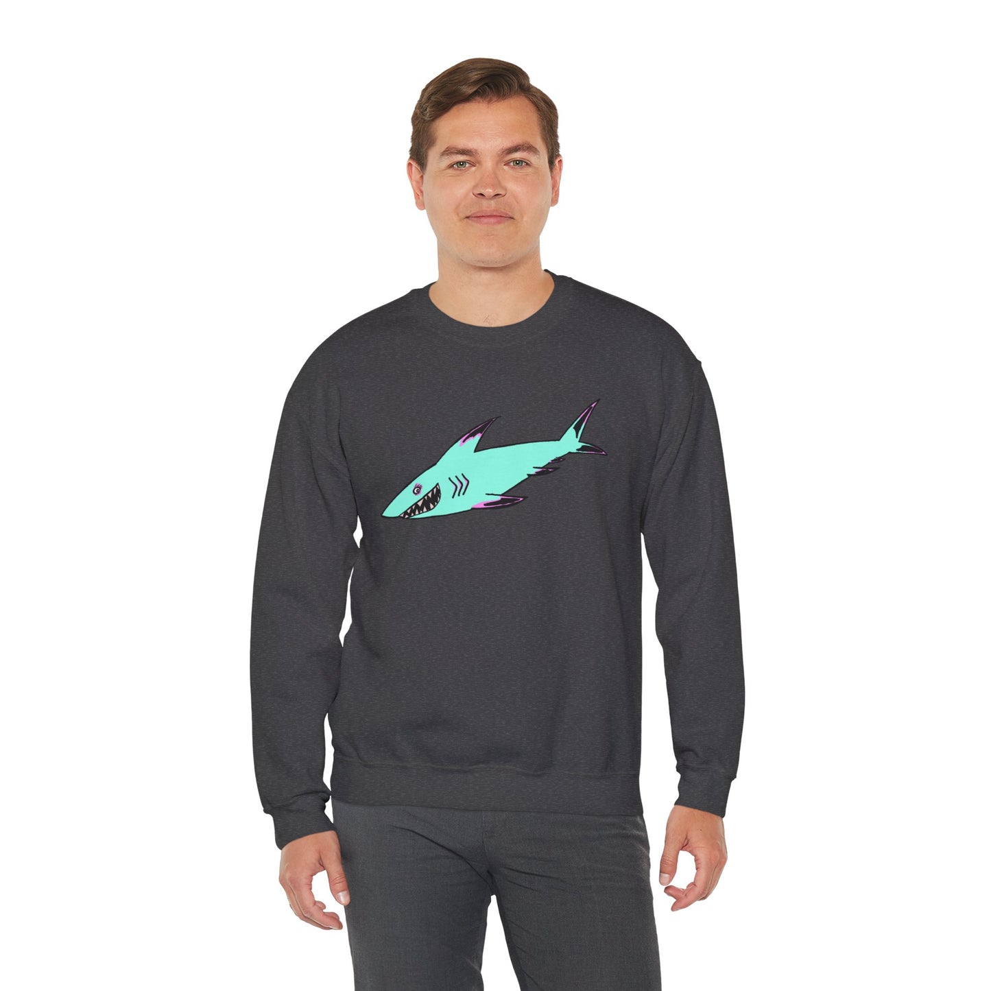 Charming Shark Graphic Sweatshirt - Unisex Heavy Blend™ Crewneck