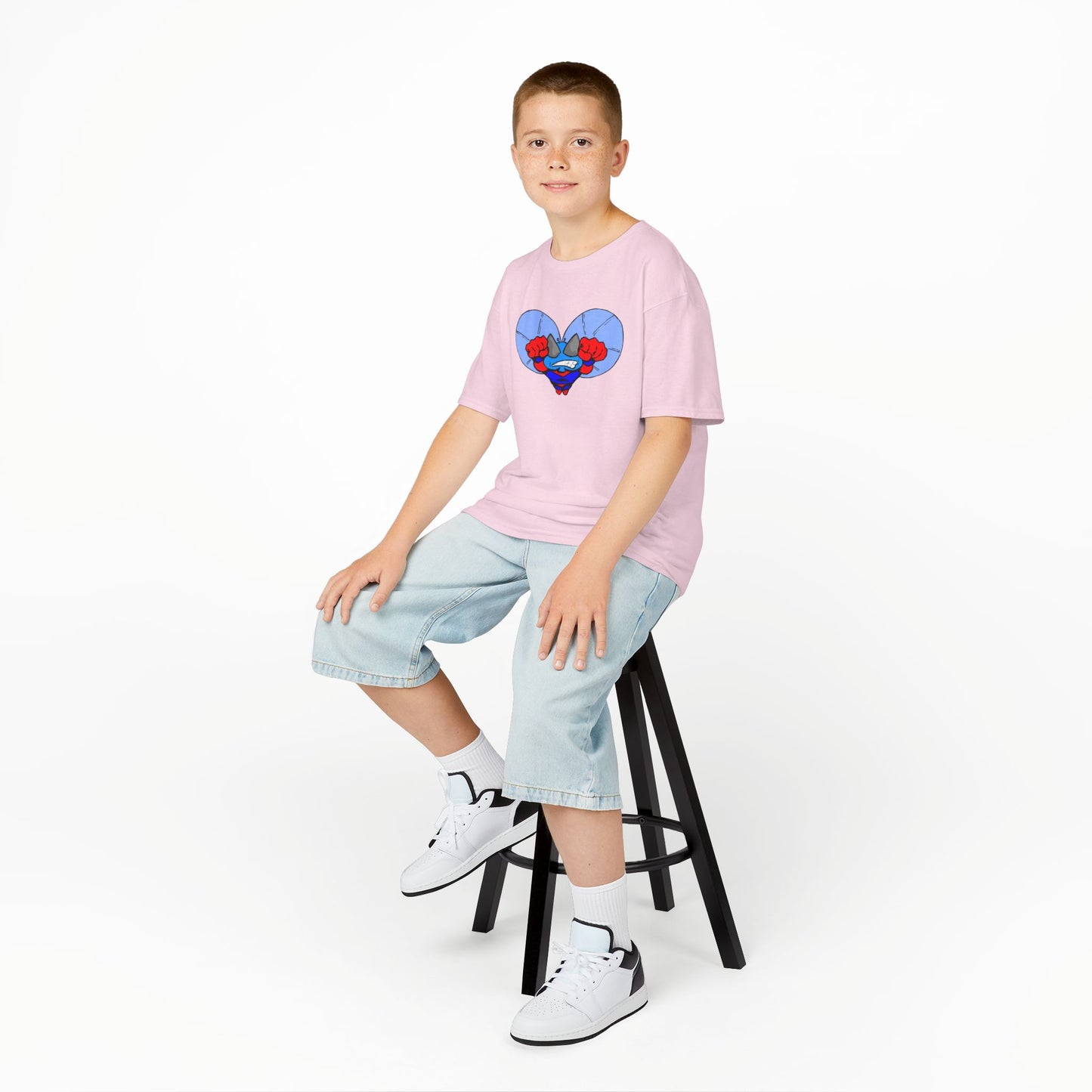 Astro-Fly Kids Superhero T‑Shirt — Cute Blue Hero Design
