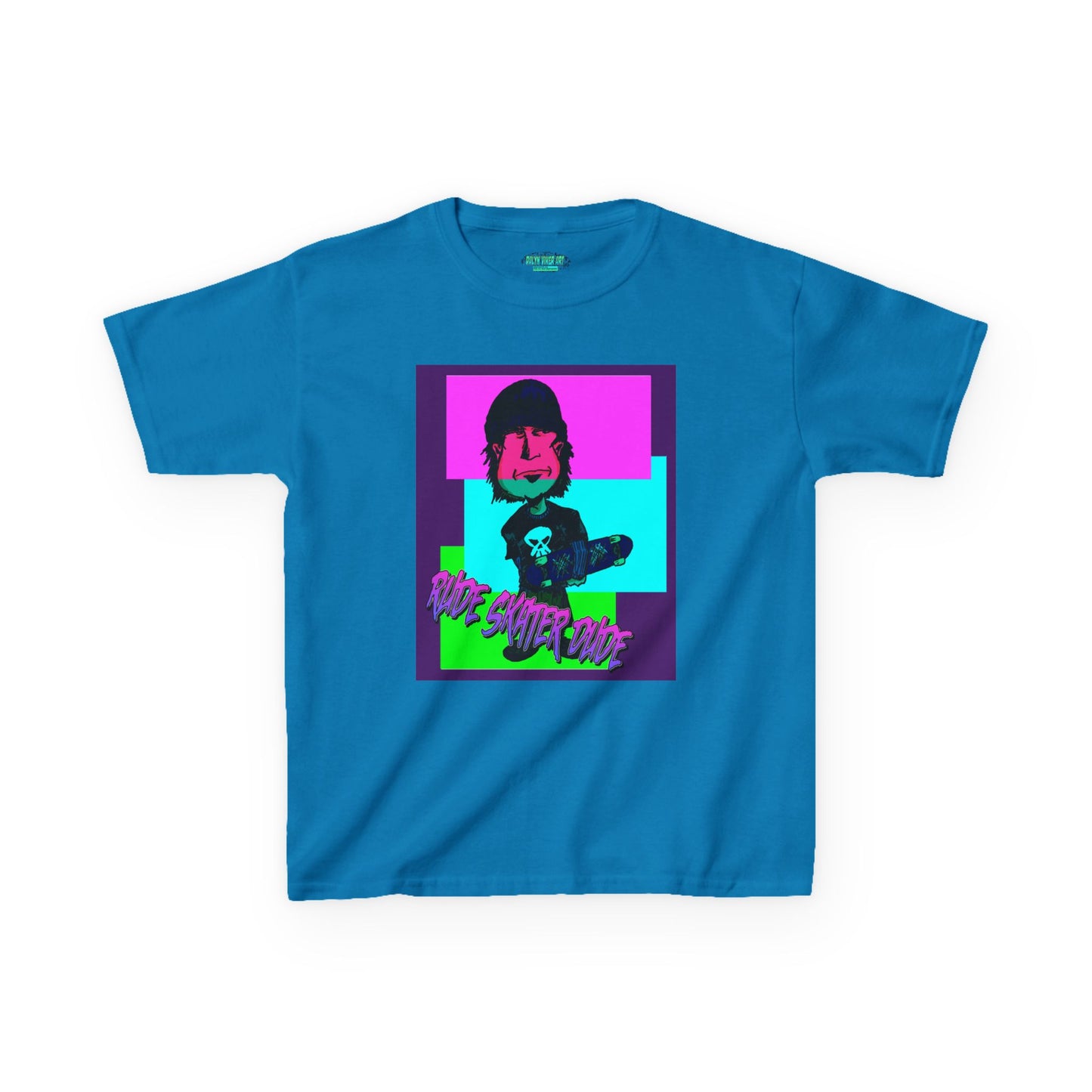 Kids Tee — Retro Neon Rude Skater Dude Kid Graphic T-Shirt