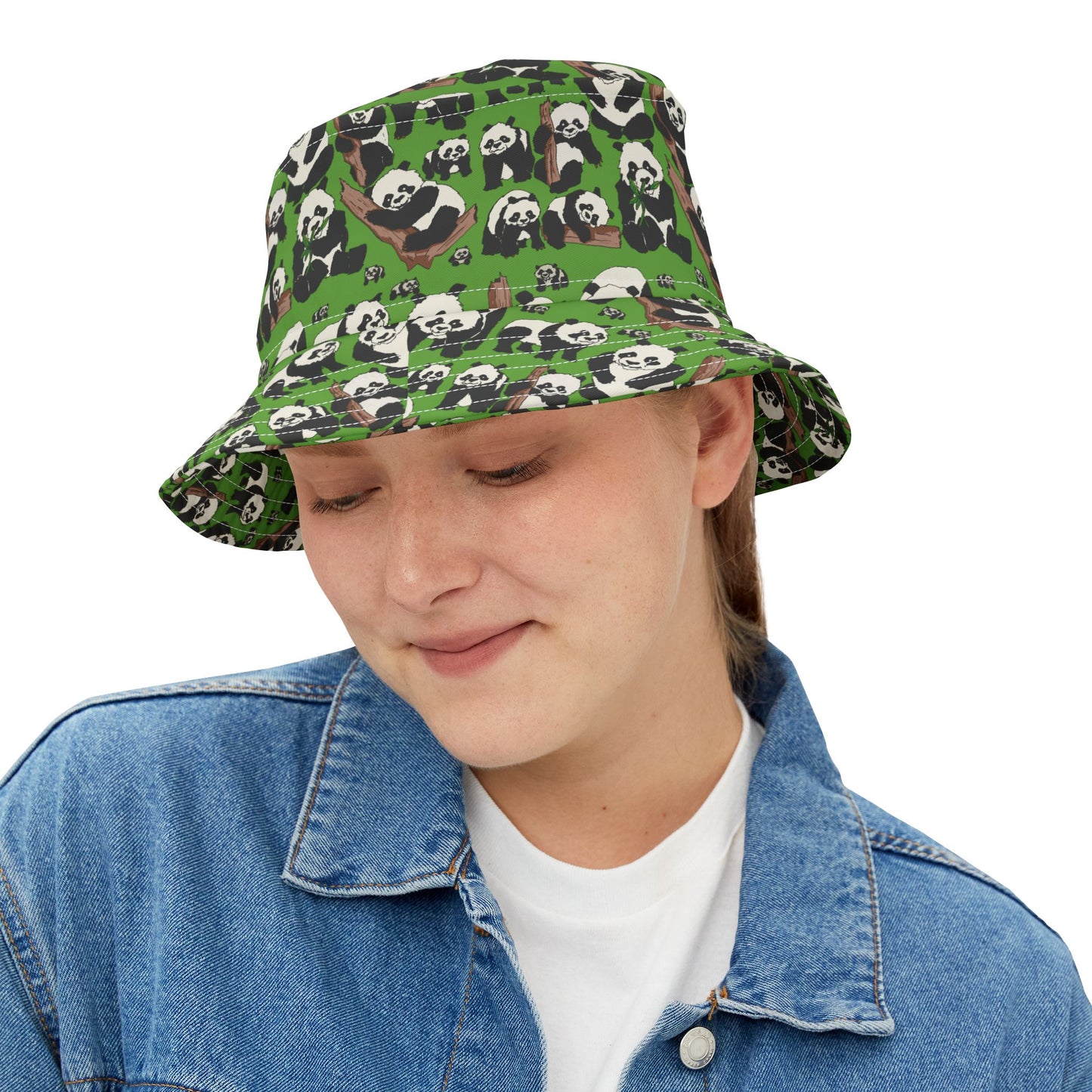 Cute Panda Pattern Bucket Hat, Funky Outdoor Hat, Trendy Summer Accessory, Gift for Animal Lovers, Festival & Beach Hat
