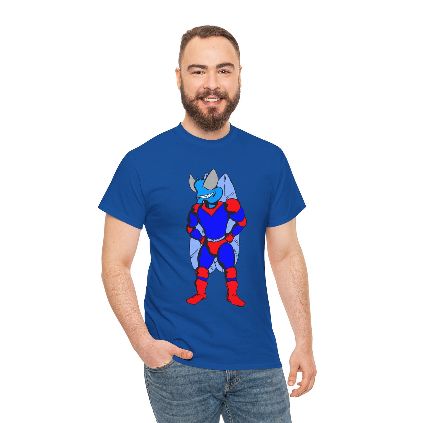 Astro-Fly Hero Graphic Tee - Blue & Red Superhero T-Shirt