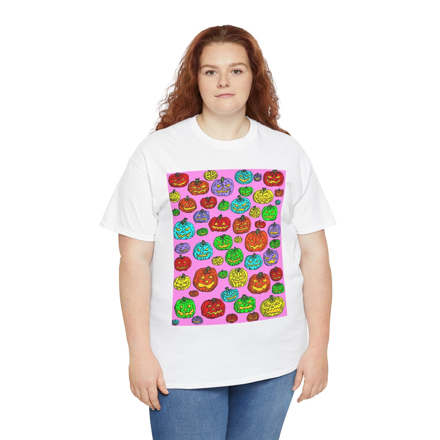 Colorful Pumpkin Graphic Tee, Unisex Cotton T-Shirt, Halloween Costume, Fall Apparel, Trendy Graphic Shirt, Casual Wear