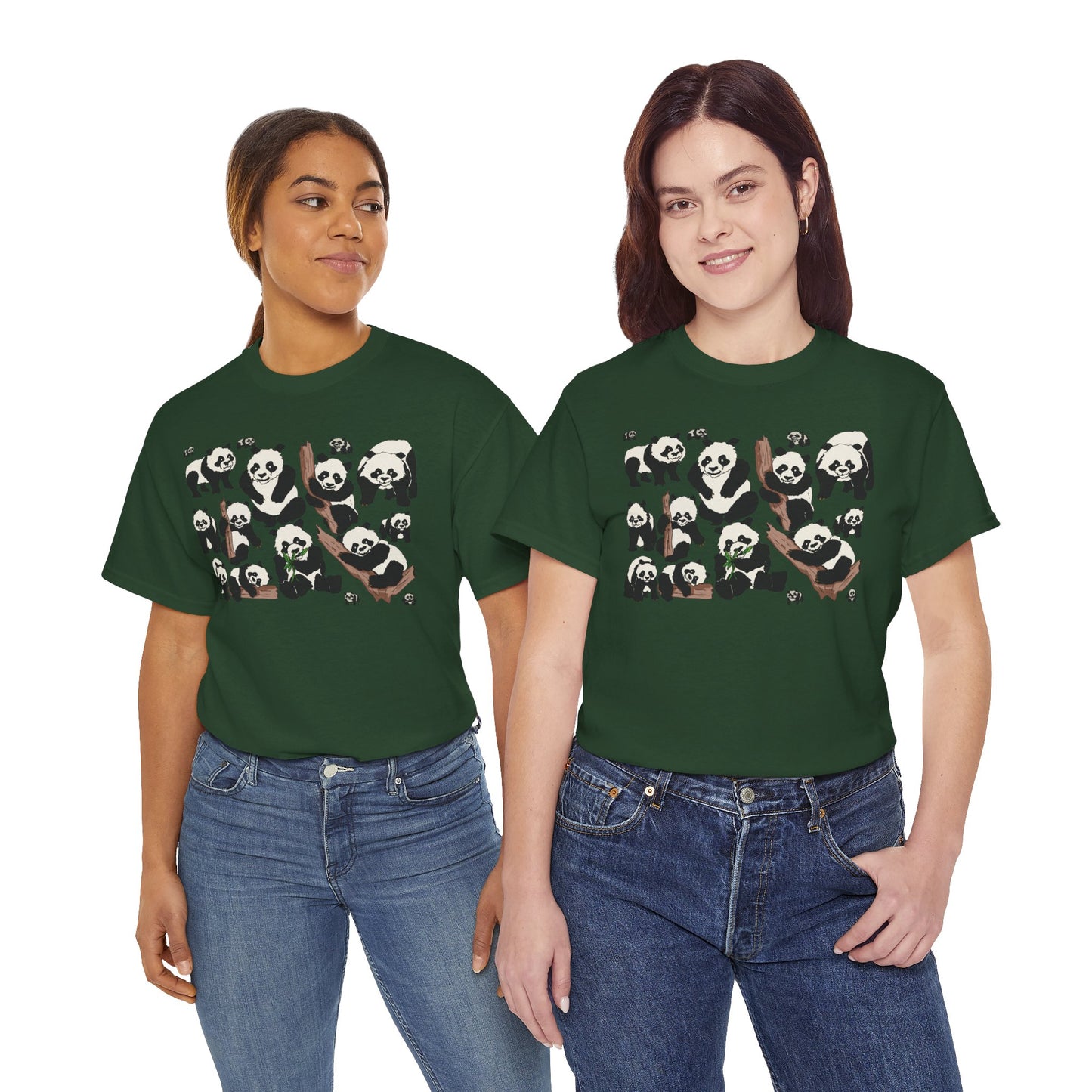 Cute Panda Design Unisex Heavy Cotton Tee | Animal Lover Gift, Casual Wear, Eco-Friendly Apparel, Nature Enthusiast Clothing