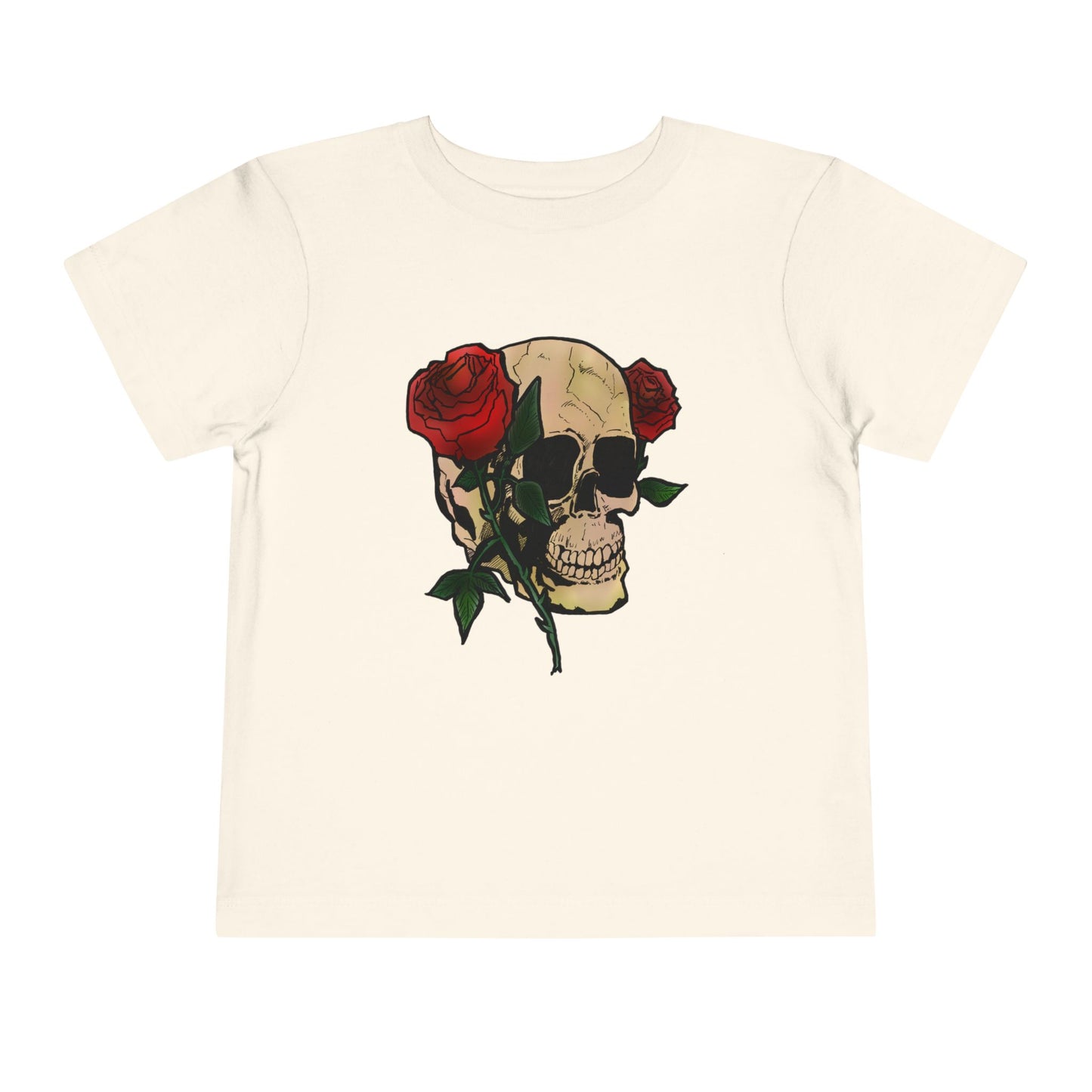 Toddler Tee — Skull with Red Roses Graphic