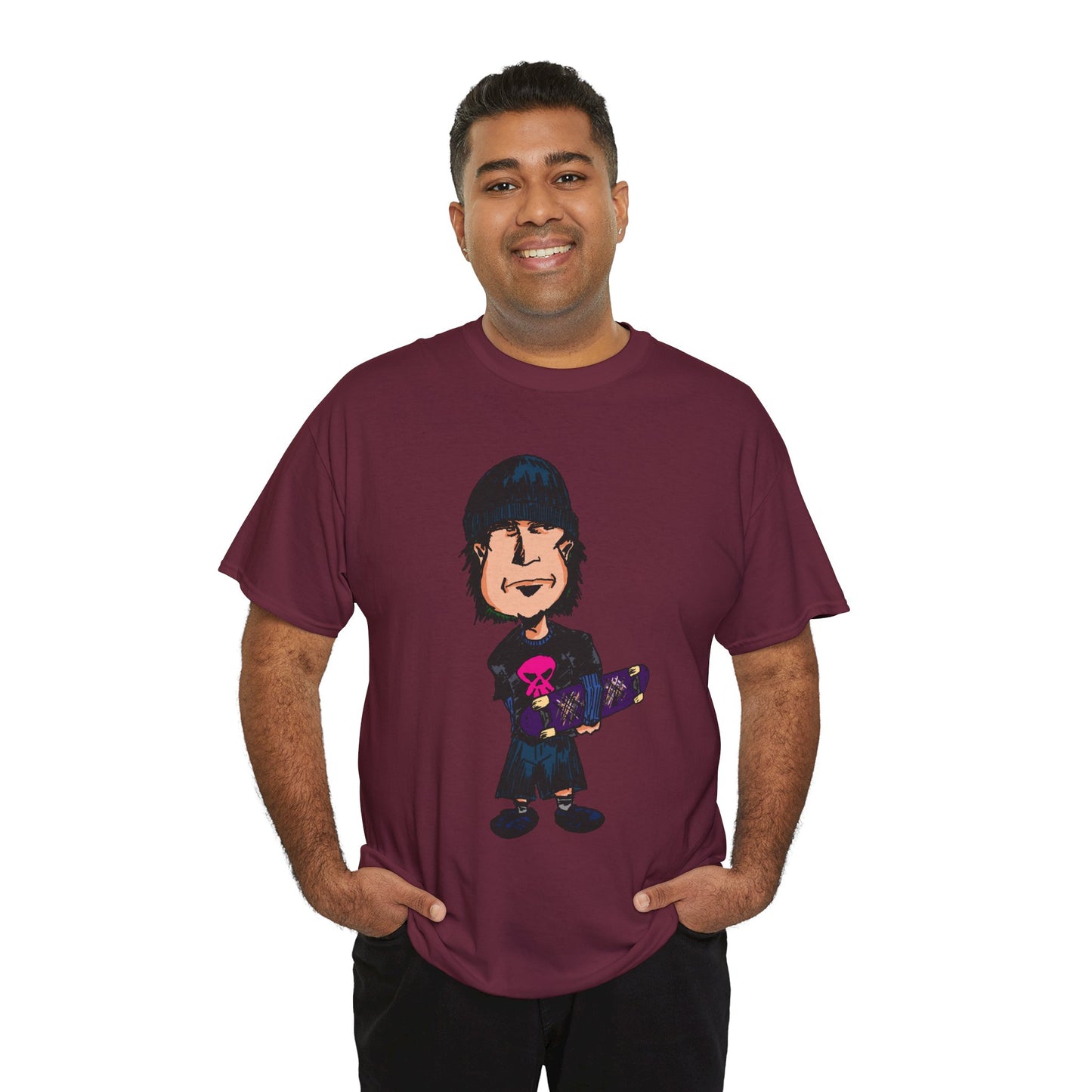 Rude Skater Dude - Skate Punk - Skater Kid Cartoon T‑Shirt — Cute Skateboarder Graphic Tee