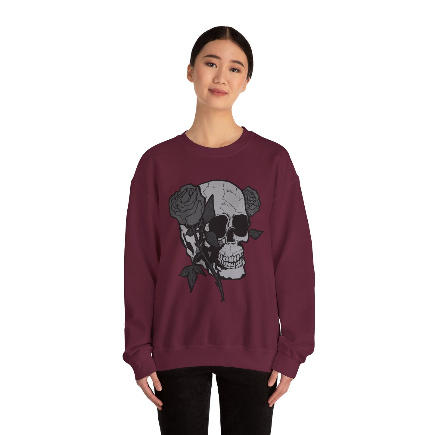 Skull and Roses Crewneck Sweatshirt - Unisex Heavy Blend™