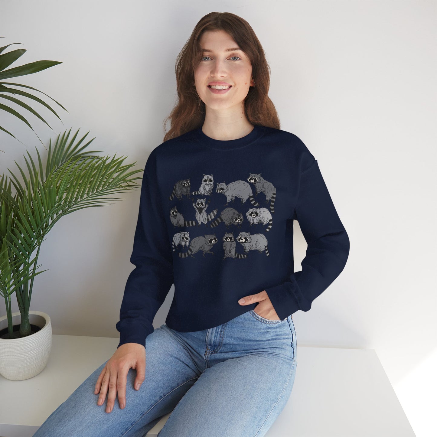 Playful Raccoon Crewneck Sweatshirt - Unisex Heavy Blend