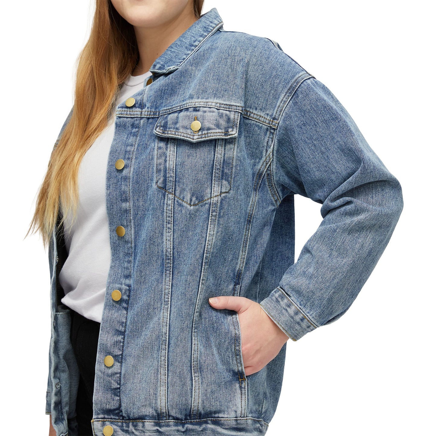 Women's Denim Jacket with Cute Panda Pack Backprint