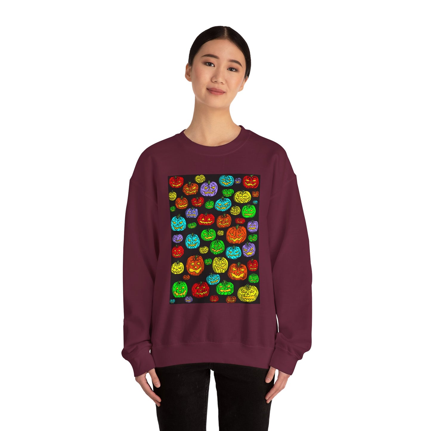 Halloween Colorful Pumpkin Graphic Crewneck Sweatshirt