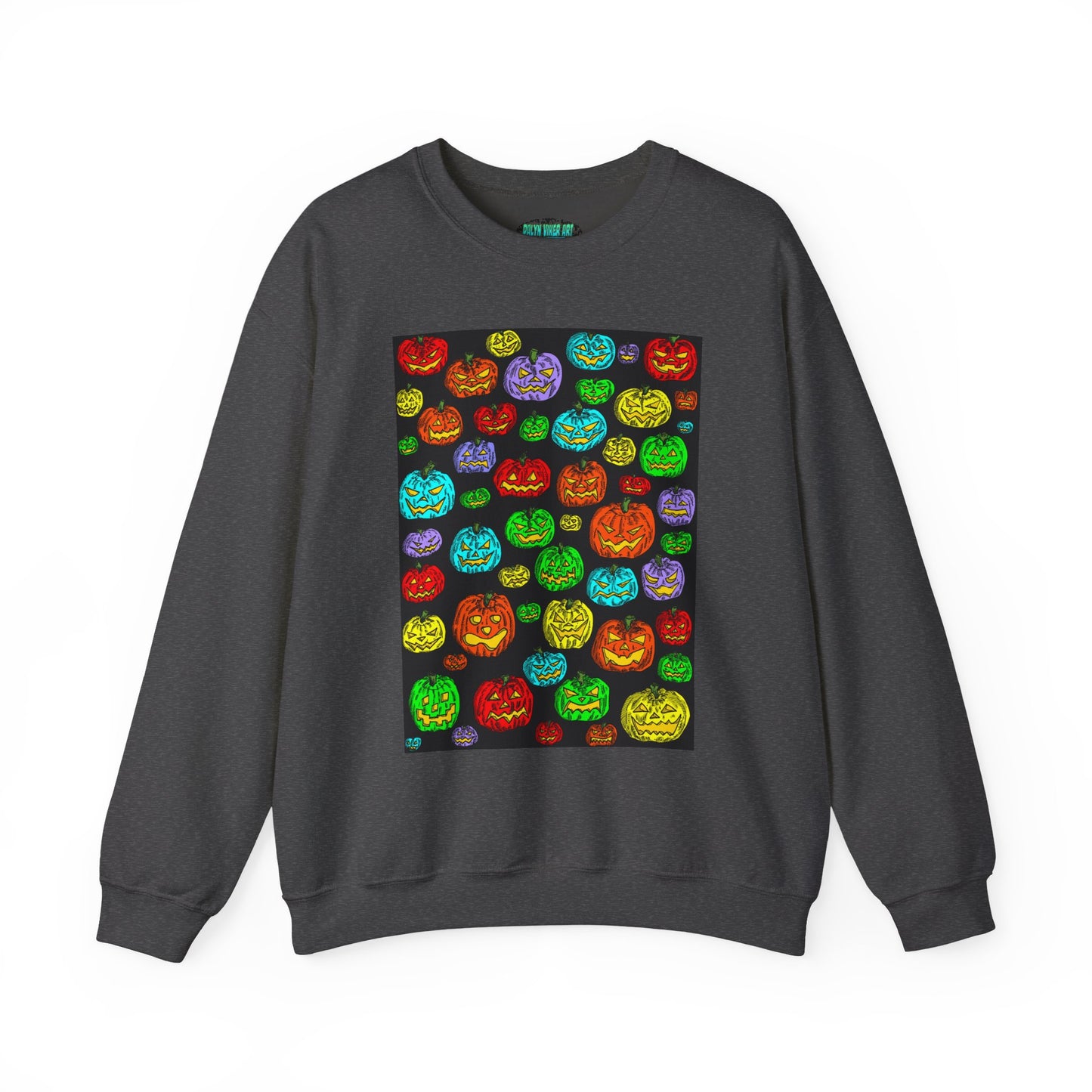 Halloween Colorful Pumpkin Graphic Crewneck Sweatshirt