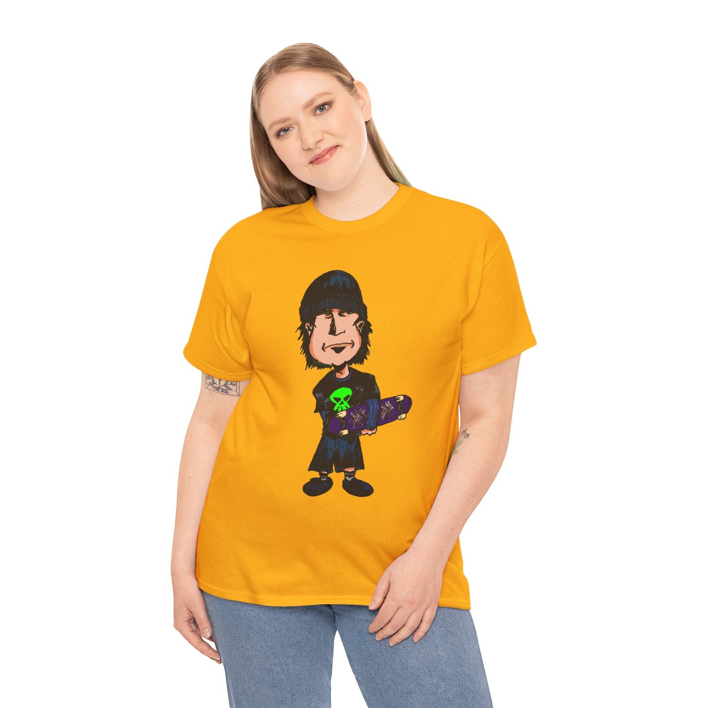 Rude Skater Dude - Skate Punk Cartoon Tee – Boy with Skateboard Graphic Shirt