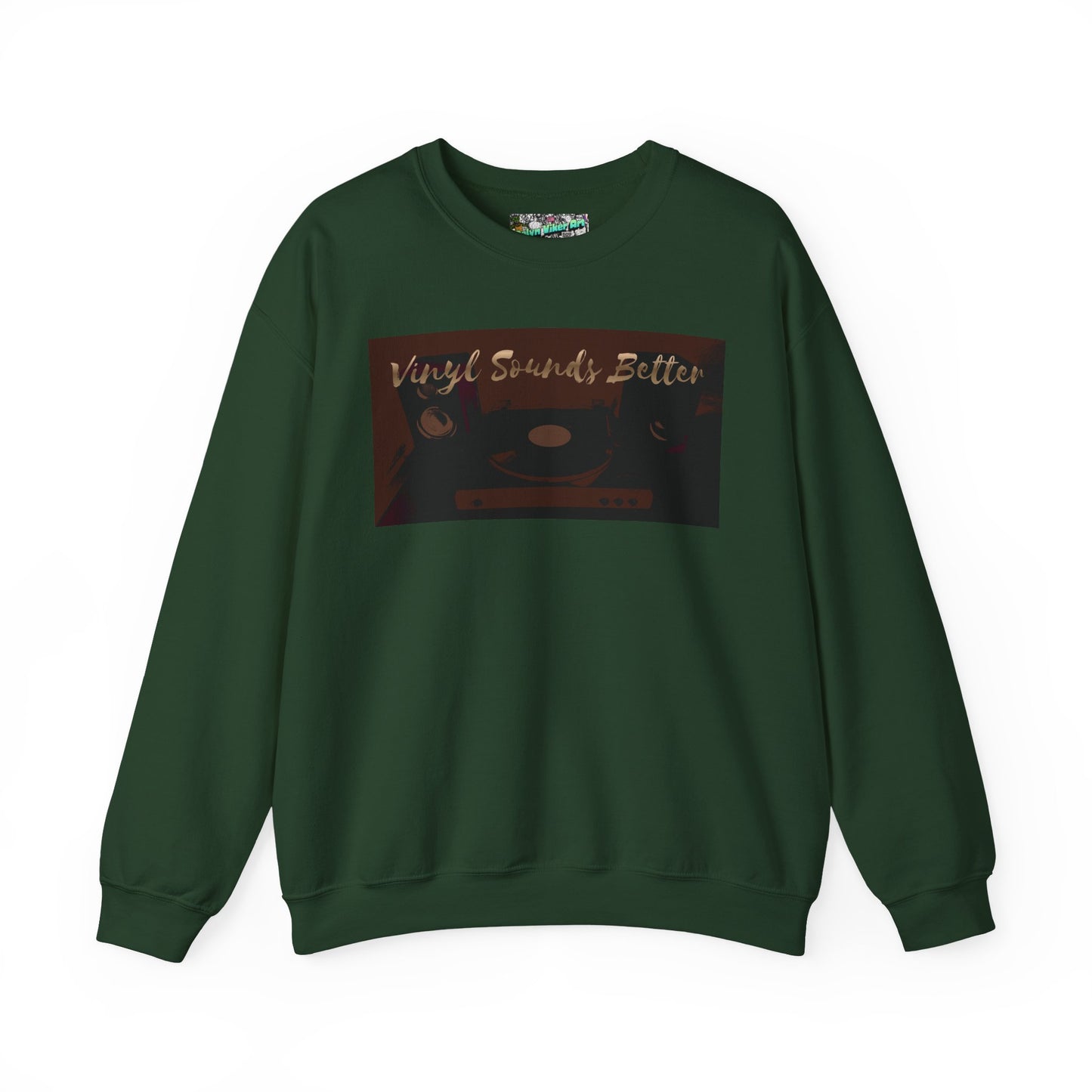 Crewneck Sweatshirt — "Vinyl Sounds Better" Retro Record Graphic