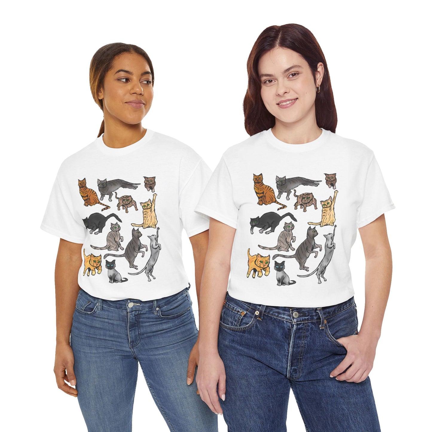 Cats Collage T-Shirt — Cute Cat Illustration Tee for Cat Lovers