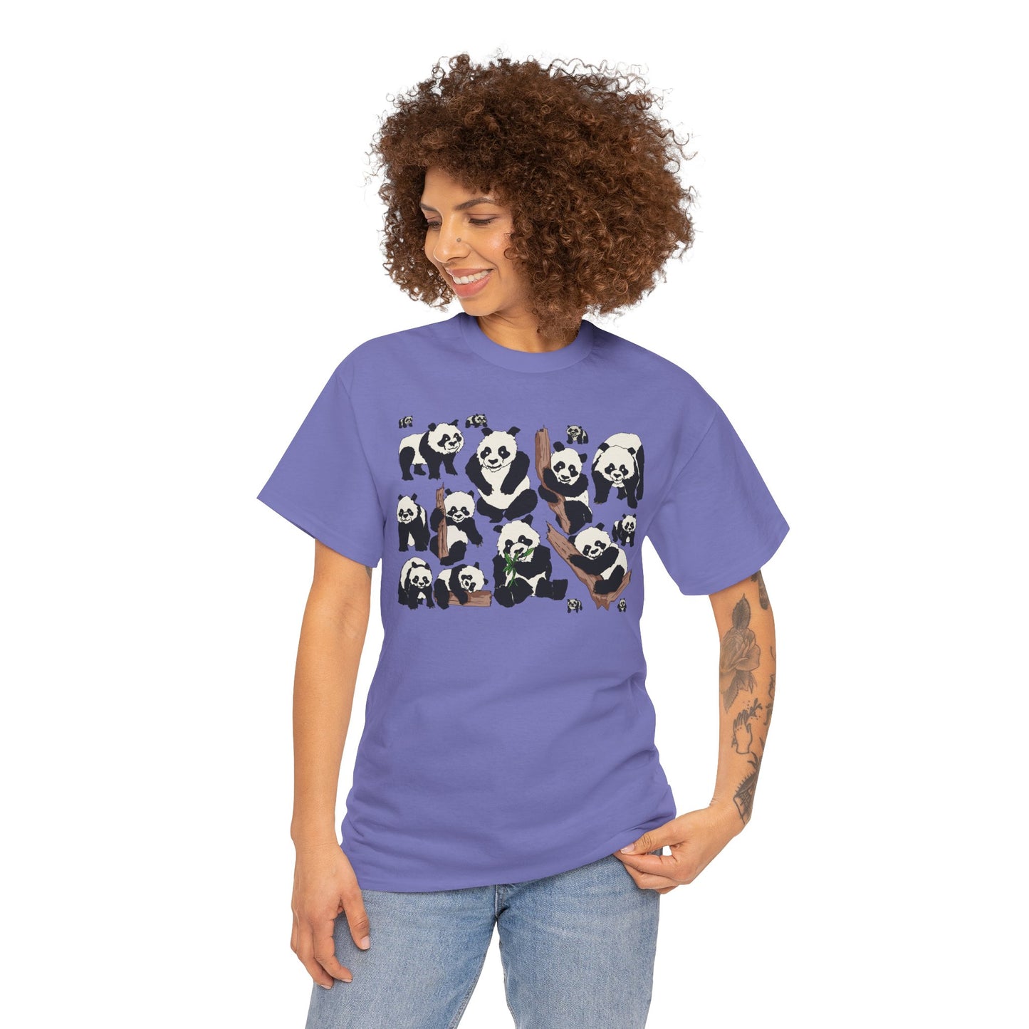 Cute Panda Design Unisex Heavy Cotton Tee | Animal Lover Gift, Casual Wear, Eco-Friendly Apparel, Nature Enthusiast Clothing