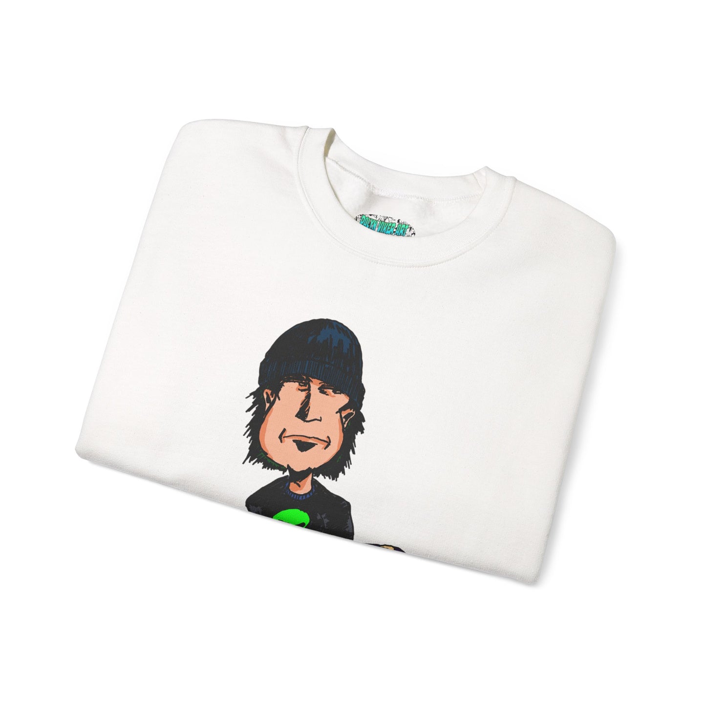 Rude Skater Dude - Cartoon Skate Punk Crewneck Sweatshirt — Retro Skateboard Character Graphic