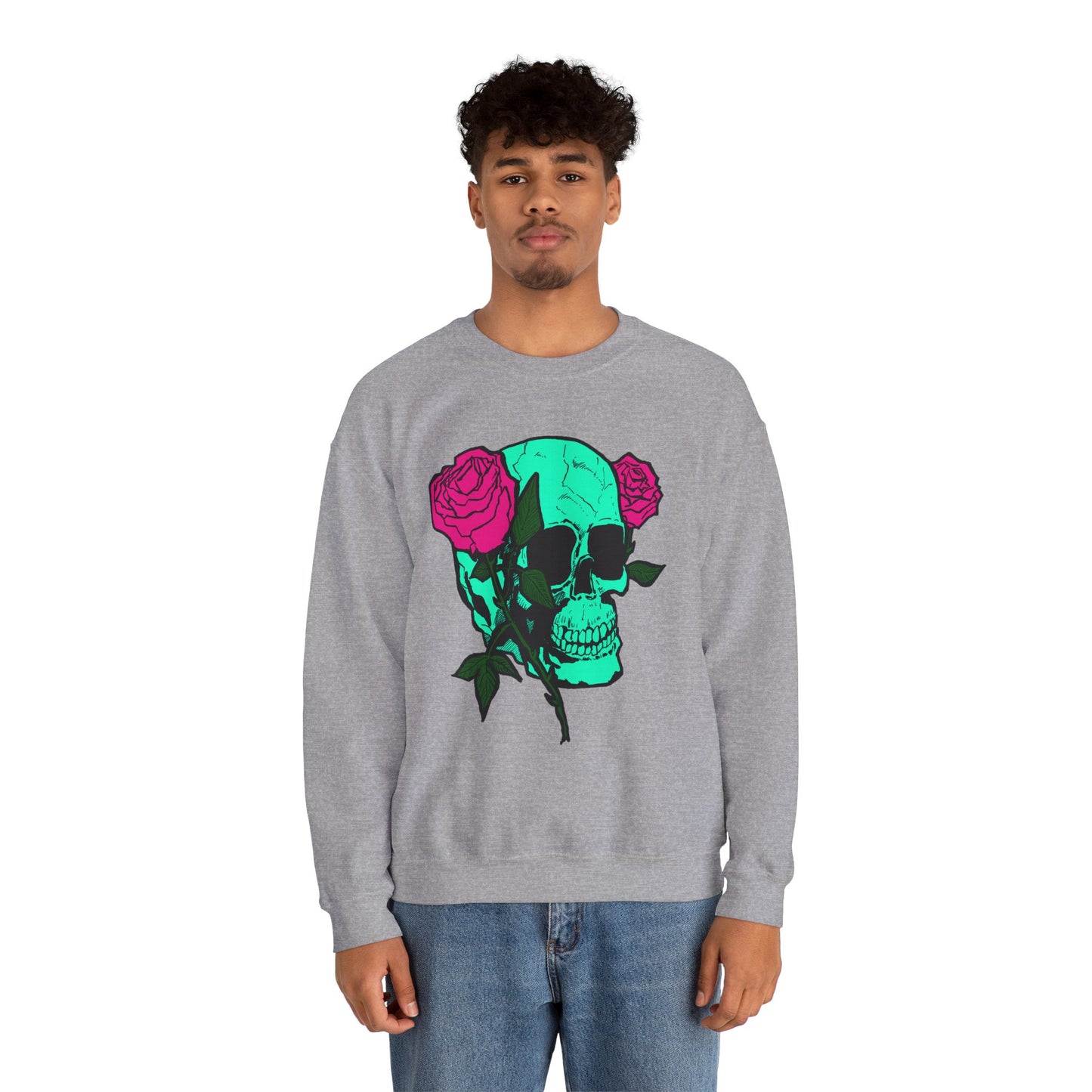 Skull and Roses Crewneck Sweatshirt for Trendsetters