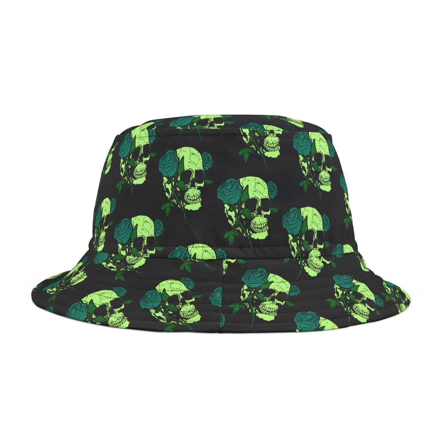 Gothic Rose Skull Bucket Hat, Trendy AOP Hat, Festival Headwear, Unisex Summer Accessory, Edgy Gift Idea, Streetwear Fashion