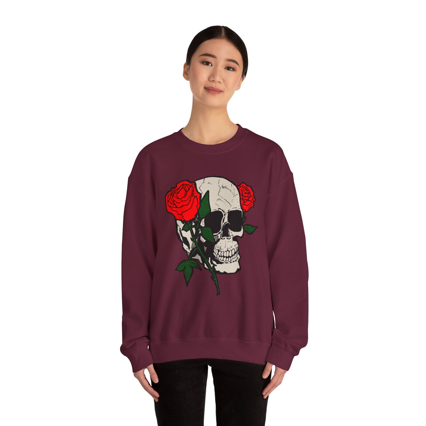 Skull and Roses Crewneck Sweatshirt