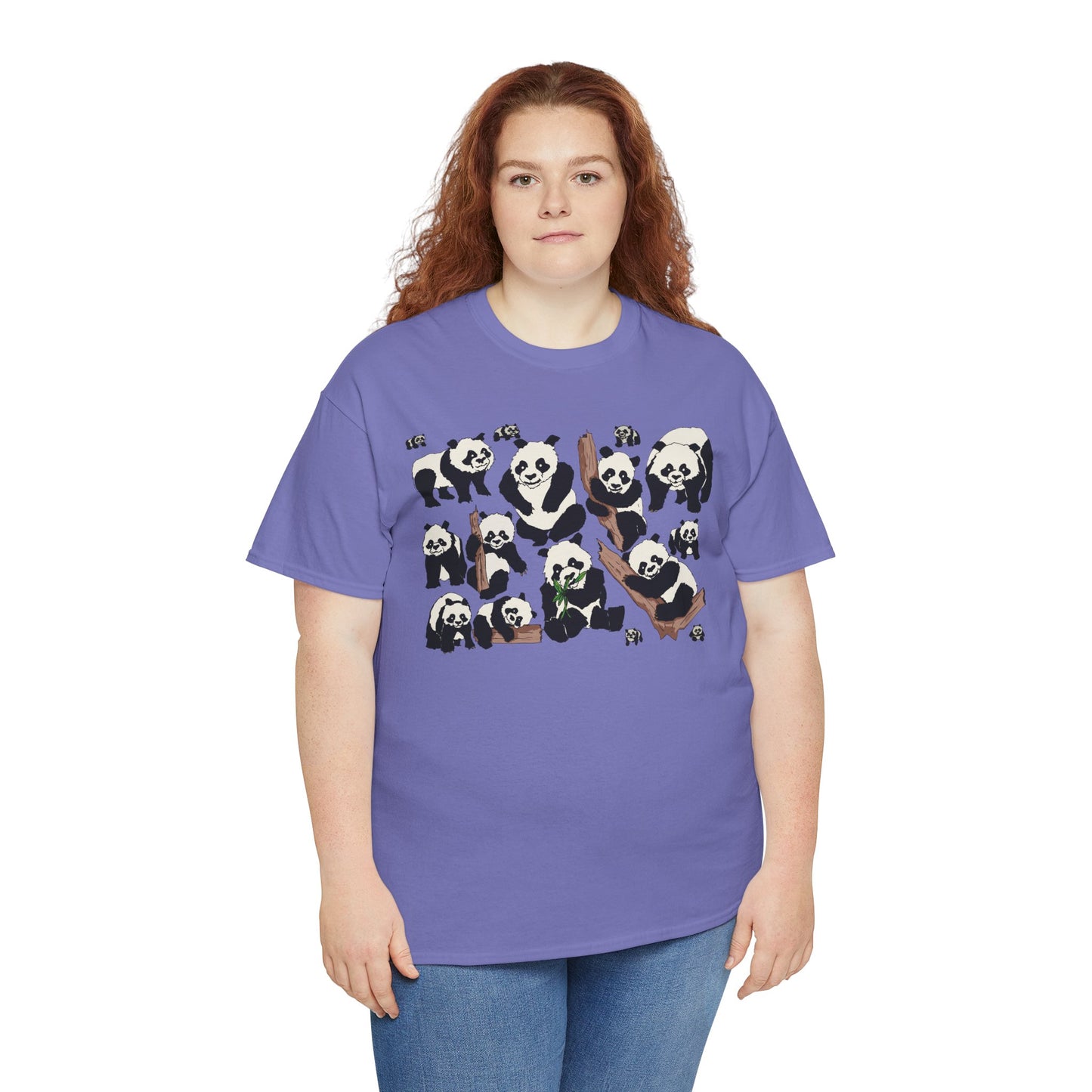 Cute Panda Design Unisex Heavy Cotton Tee | Animal Lover Gift, Casual Wear, Eco-Friendly Apparel, Nature Enthusiast Clothing