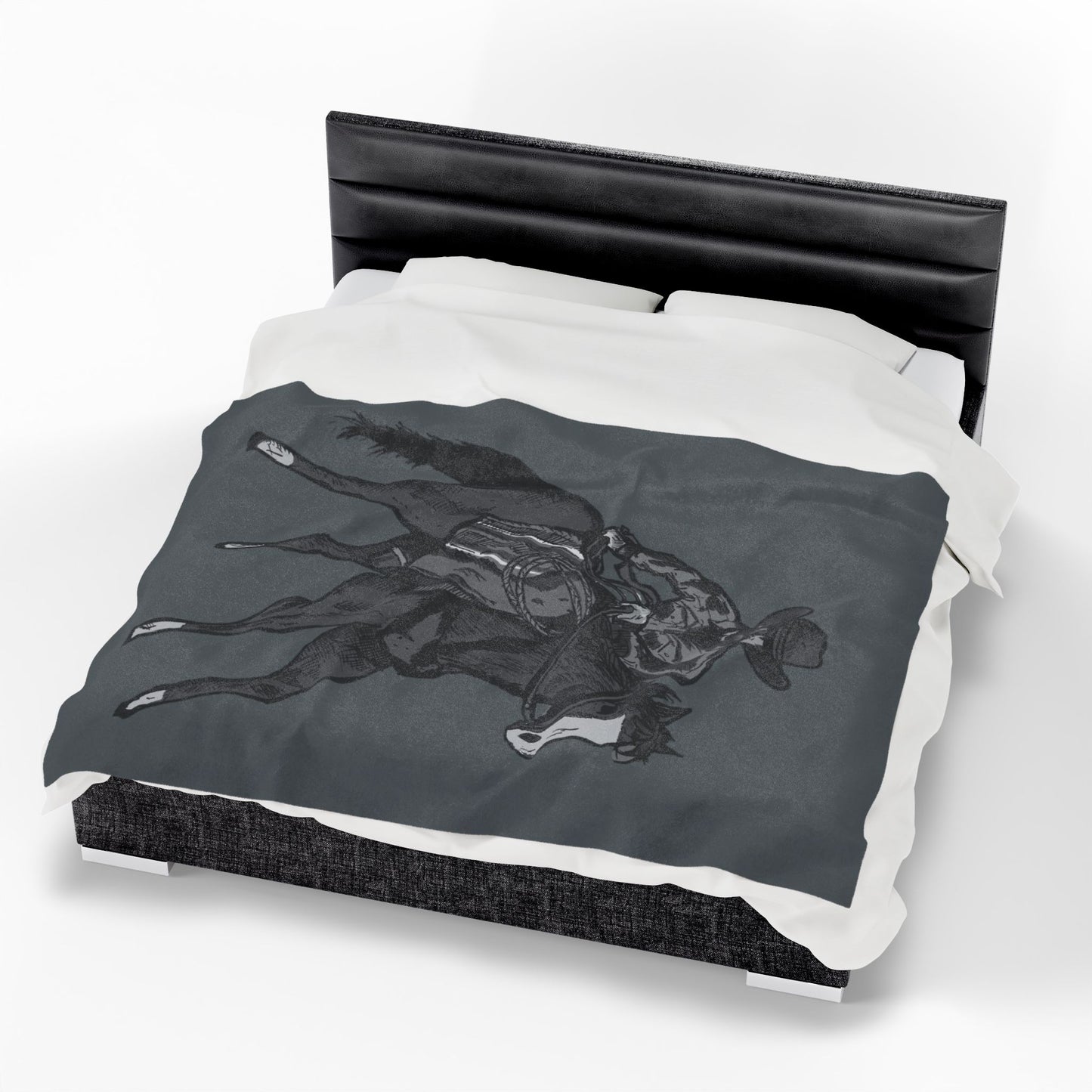 Cowboy Horse Velveteen Plush Blanket – Western Rodeo Throw for Horse Lovers