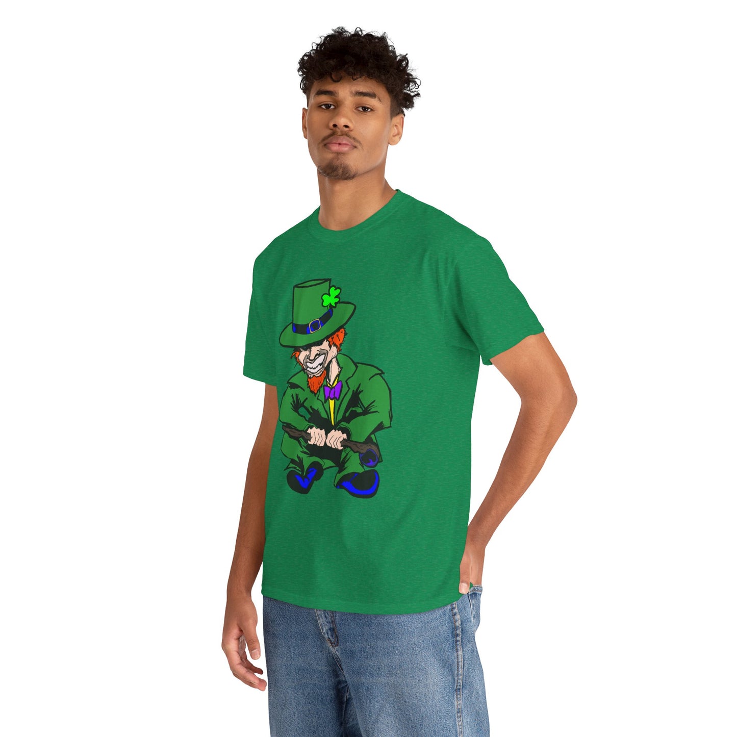 Funny Mischievious Leprechaun Saint Patrick's Day Unisex Heavy Cotton Tee - Leprechaun Design