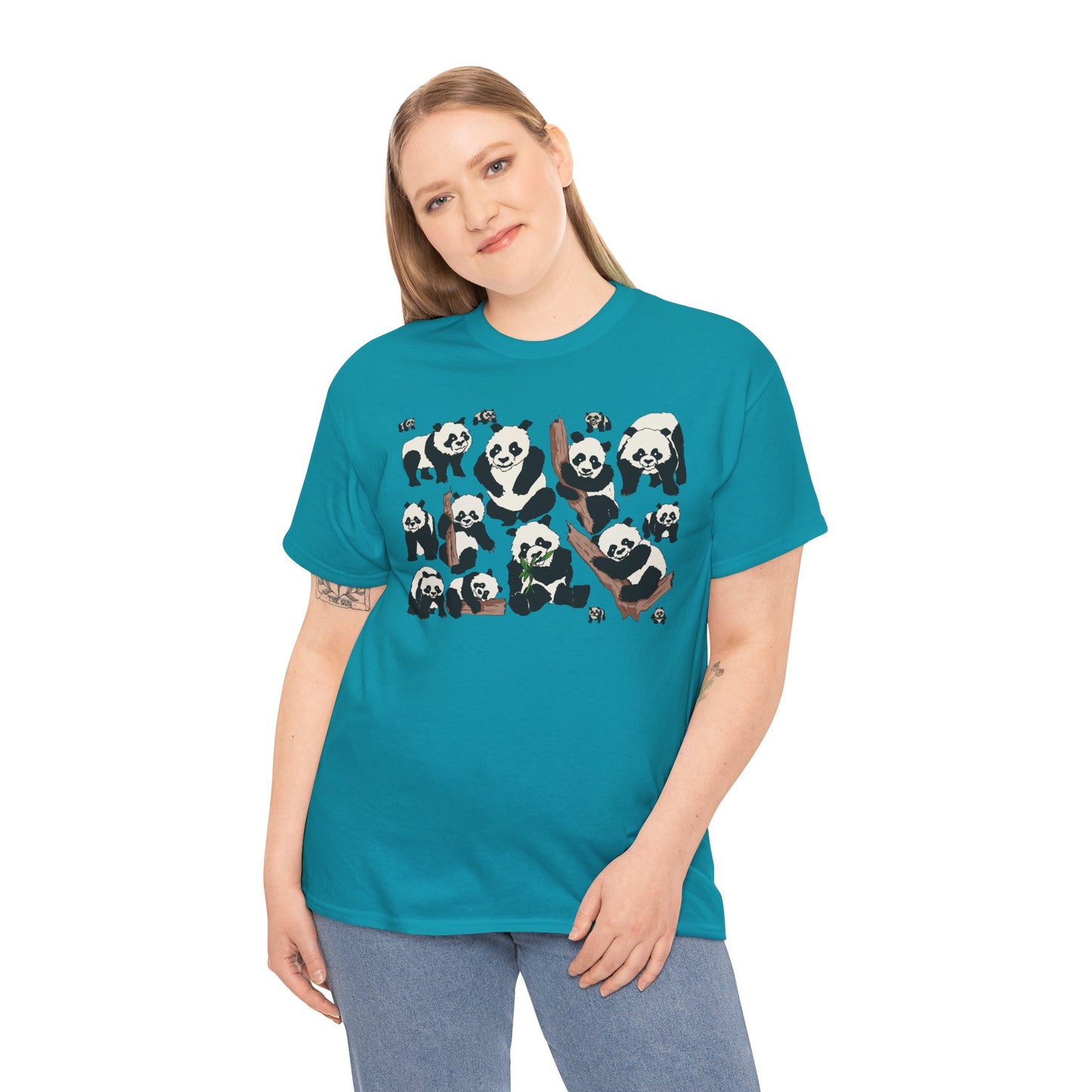 Cute Panda Design Unisex Heavy Cotton Tee | Animal Lover Gift, Casual Wear, Eco-Friendly Apparel, Nature Enthusiast Clothing