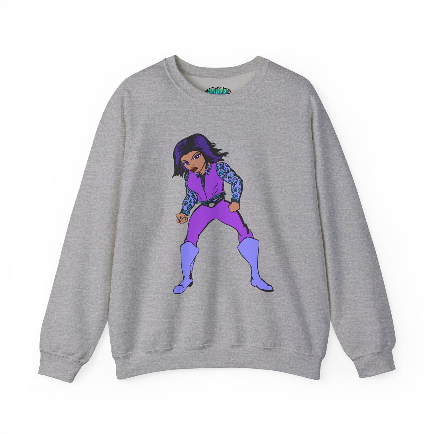 Vintage Retro Hero Crewneck Sweatshirt with Bold Graphic Design