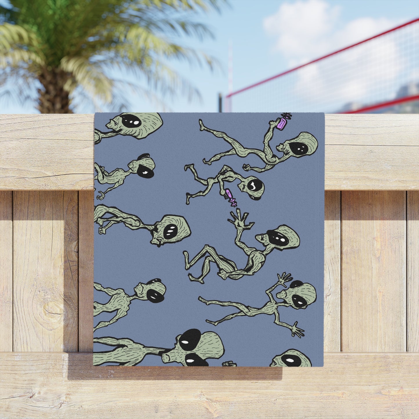 Alien Intrusion - Gray Beach Towel