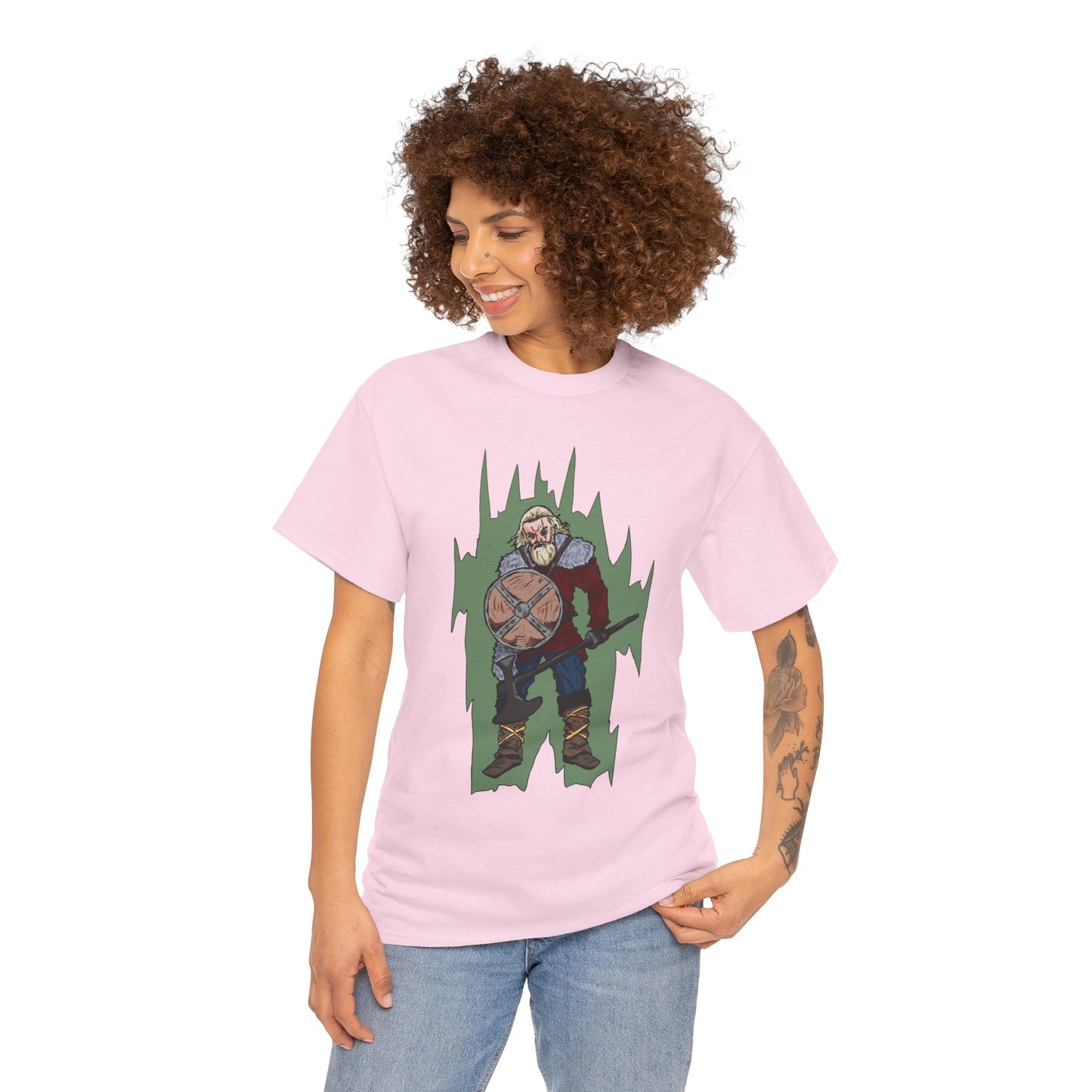 Epic Warrior Graphic Tee, Unisex Heavy Cotton Shirt, Casual Wear, Gamer Gift, Medieval Art Clothing, Battle Theme Fashion