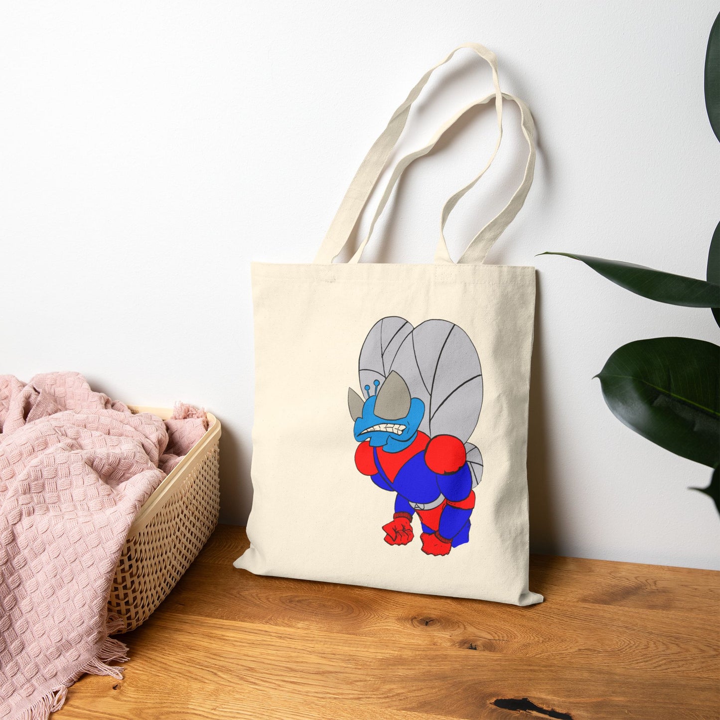 The Astounding Astro-Fly Illustration Tote Bag - Eco Canvas Grocery & Book Bag