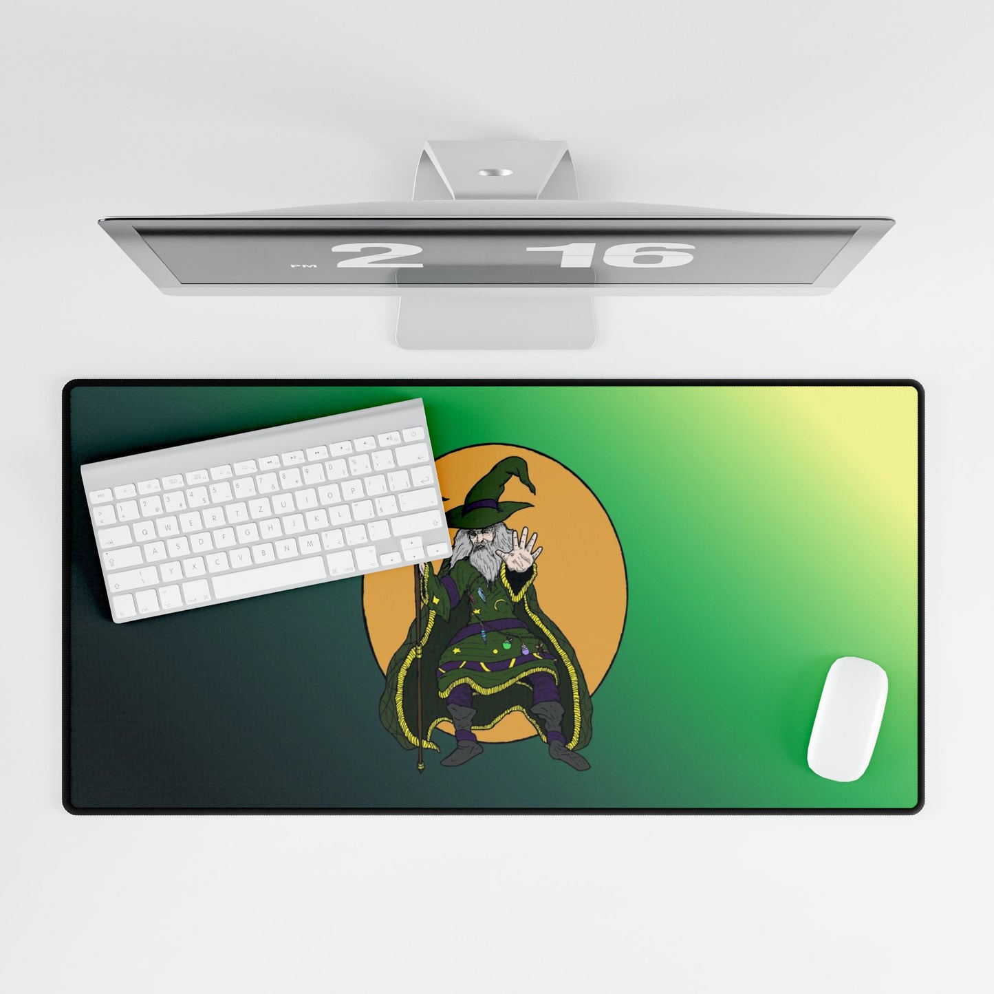 Wizard Desk Mat – Green Moon Gaming & Office Mouse Pad or Card Playing Mat