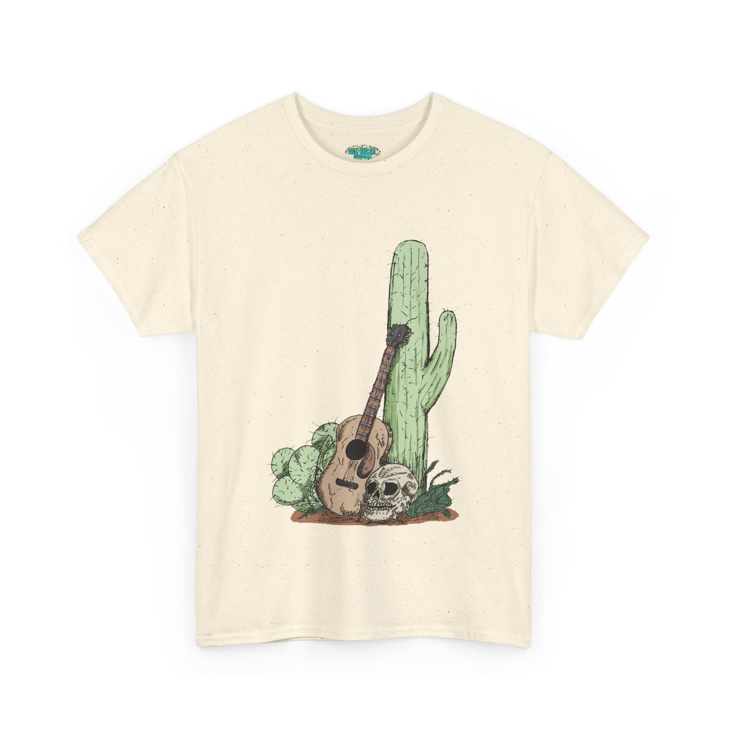 Desert Vibe Graphic Tee - Unisex Heavy Cotton Shirt, Boho Cactus Shirt, Guitar Lover's Gift, Summer Top, Music T-Shirt